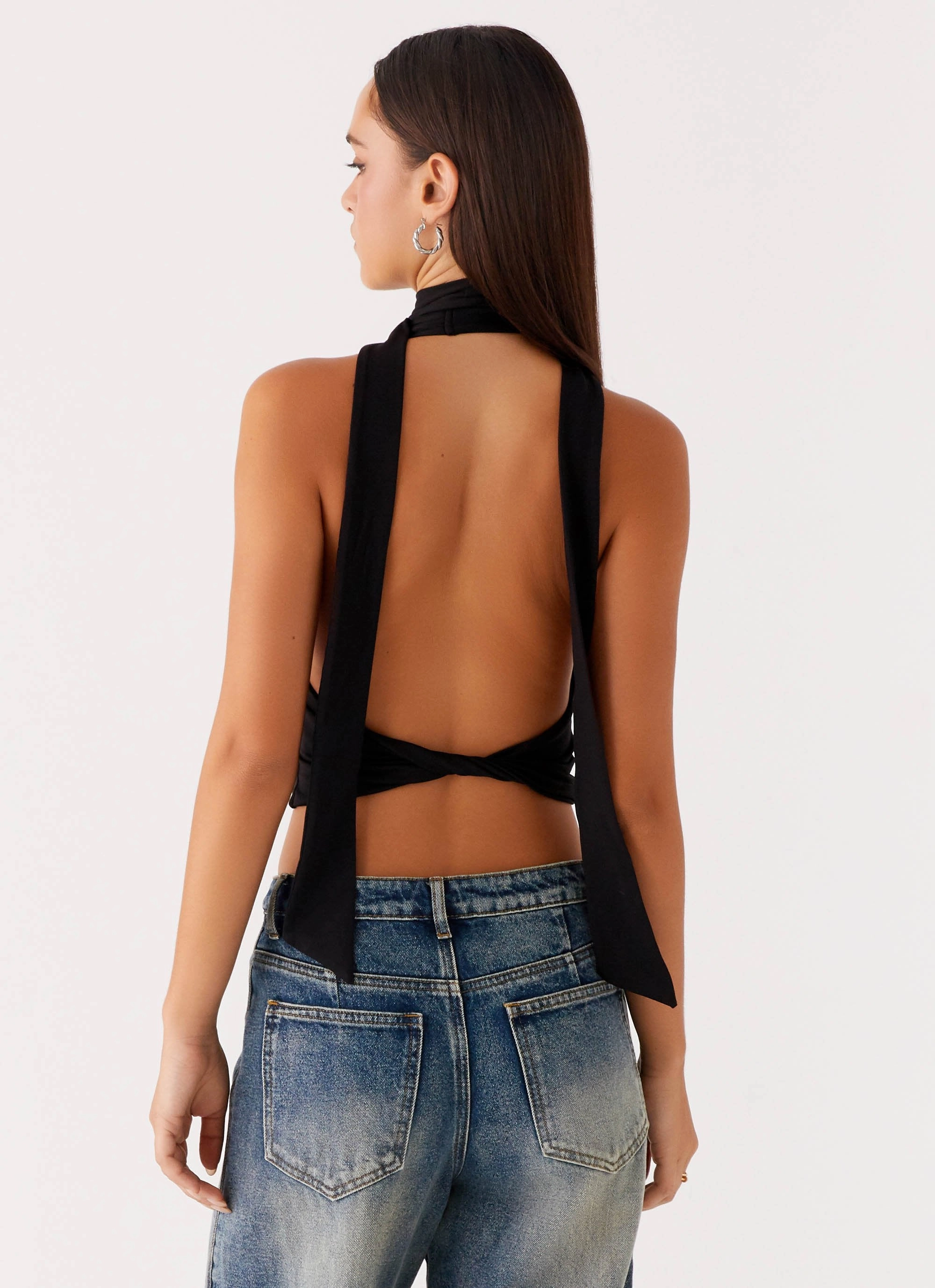 Chrysta Halterneck Top - Black FlexibleRibbing
