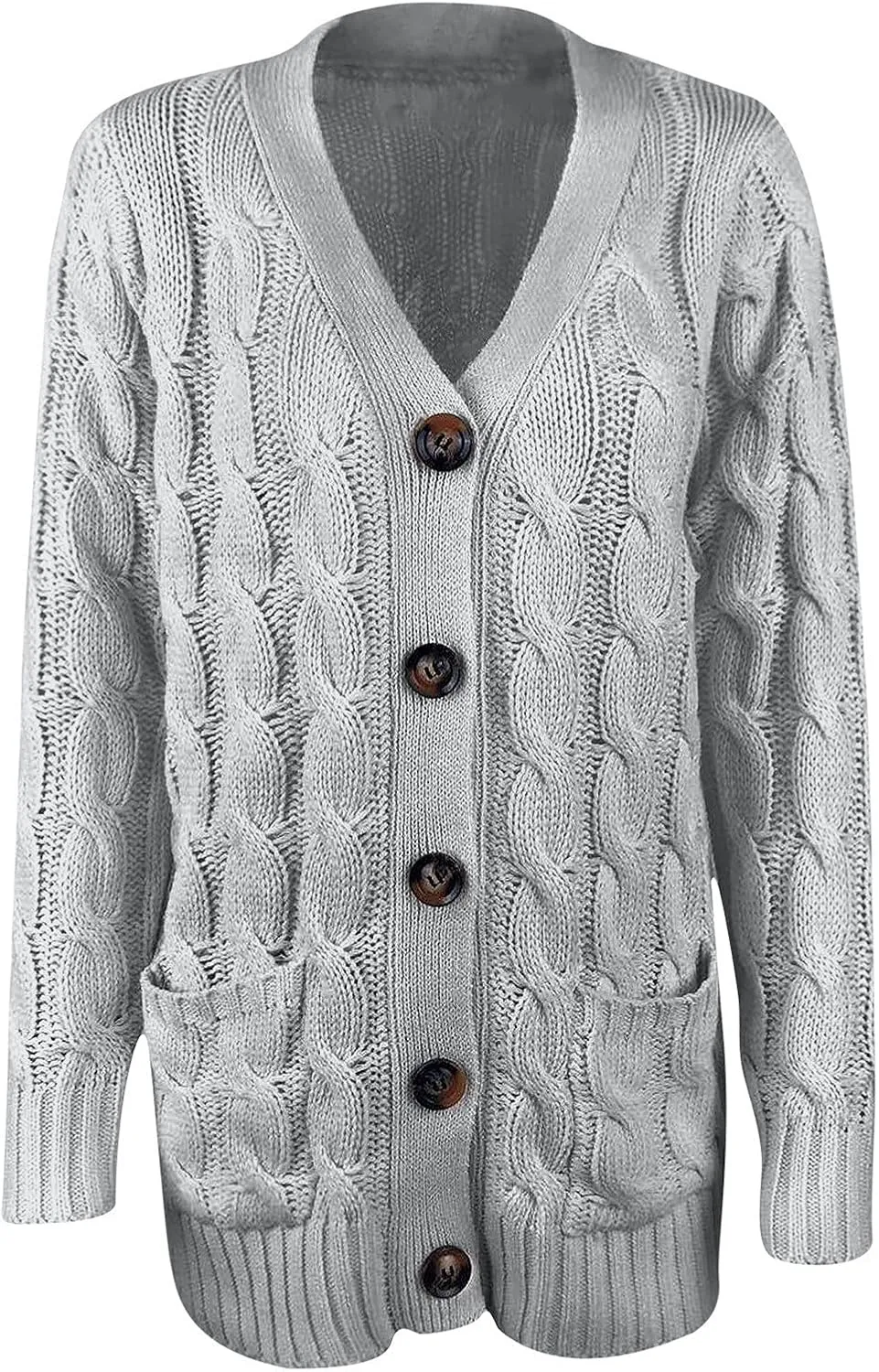 Chunky Cardigans For Women Casual Open Front Long Sleeve Cable Knit Fashion Button Casual Loose Sweaters Fall Outfits