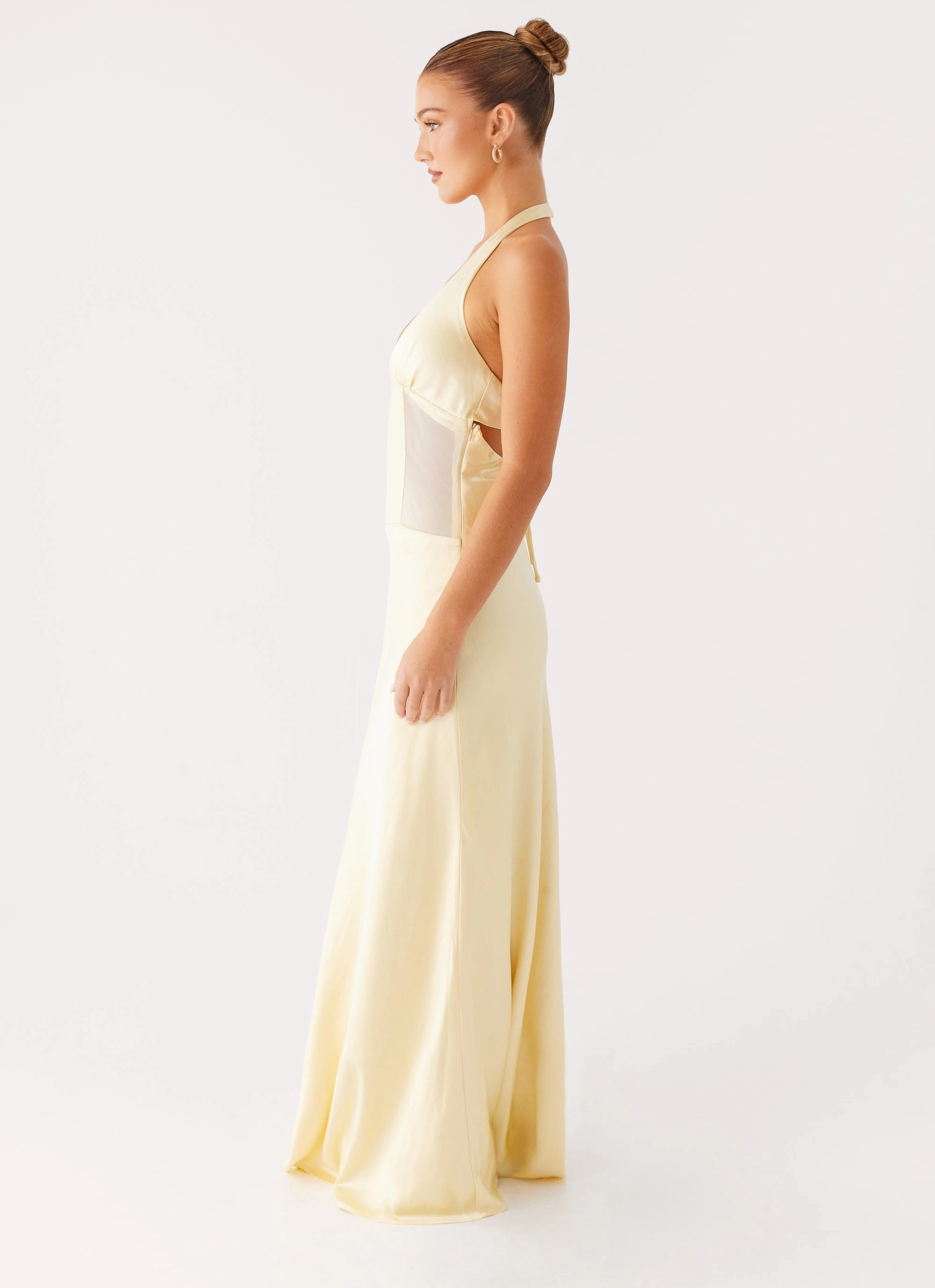 Daily Wear Ambre Mesh Panel Maxi Dress - Yellow