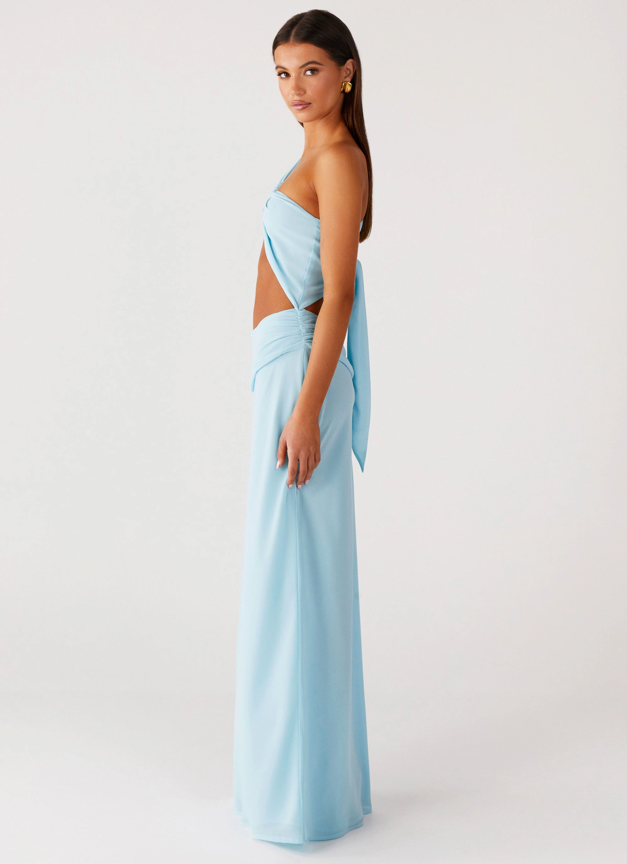 Comfy Style Cindelle One Shoulder Maxi Dress - Turquoise