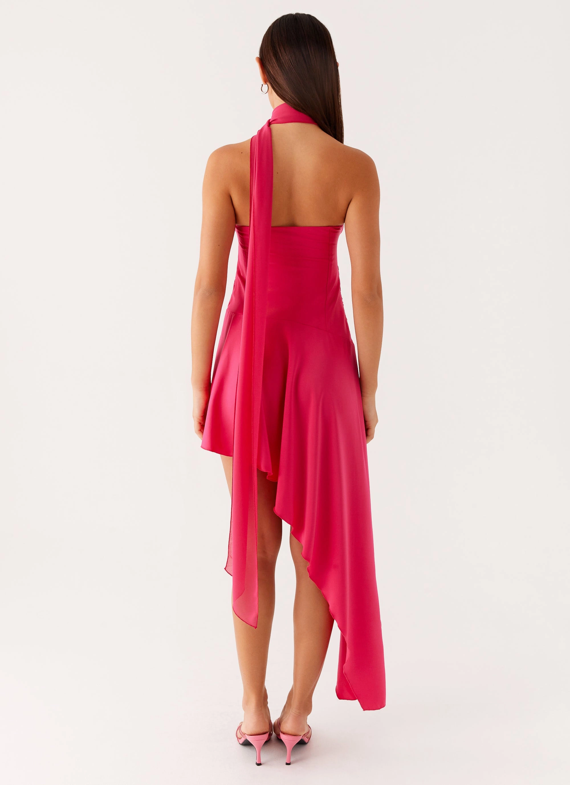 Circa Scarf Midi Dress - Hot Pink Balloon-Sleeve Flawless Construction