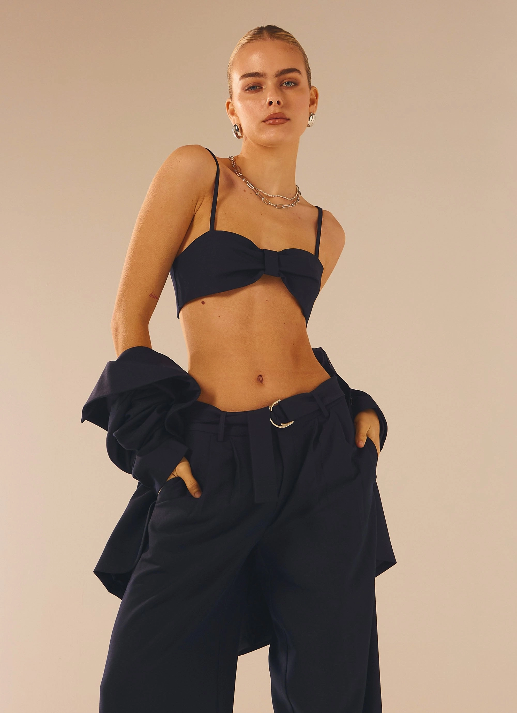 City Slicker Bandeau Top - Navy Ink Lightweight pullover