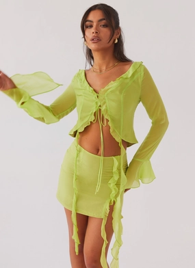 Elegant Styling Breathable Mesh Panels My Favourite Part Mini Skirt - Fern