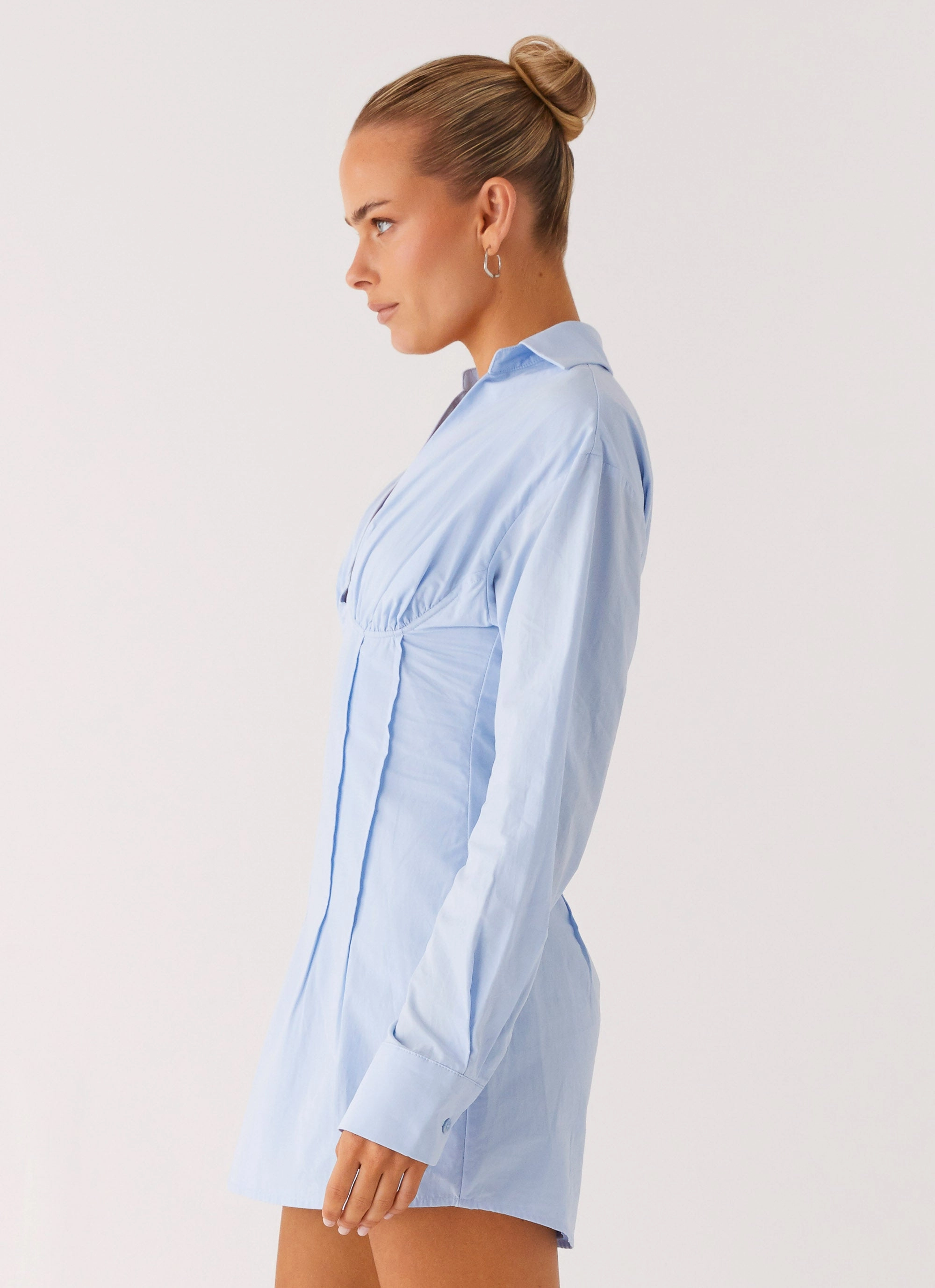 Smart Cut Clancy Mini Shirt Dress - Blue