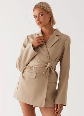 Comfort and Elegance Clara Blazer Dress - Brown