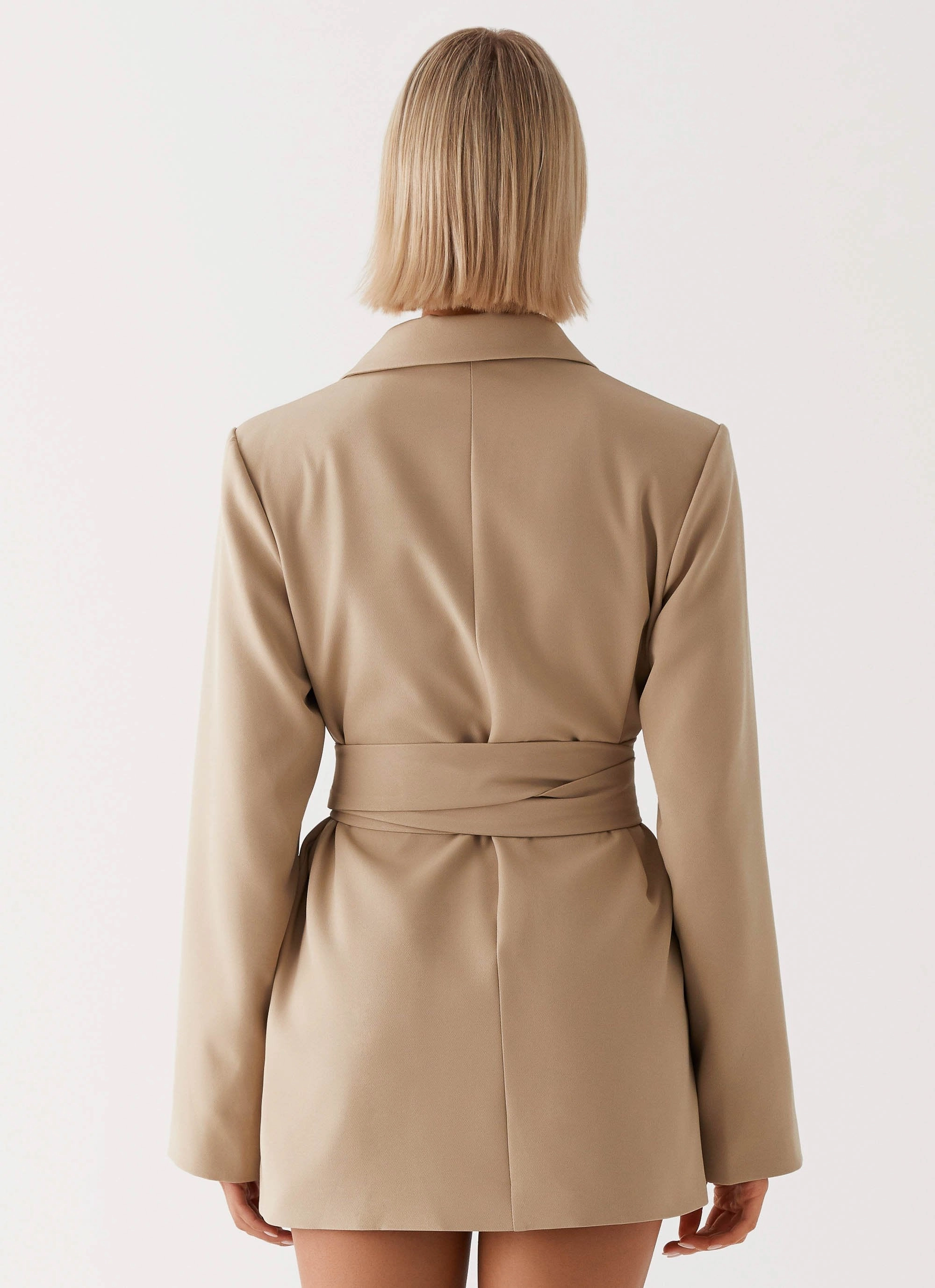 Clara Blazer Dress - Brown Textured Look Neutral Look