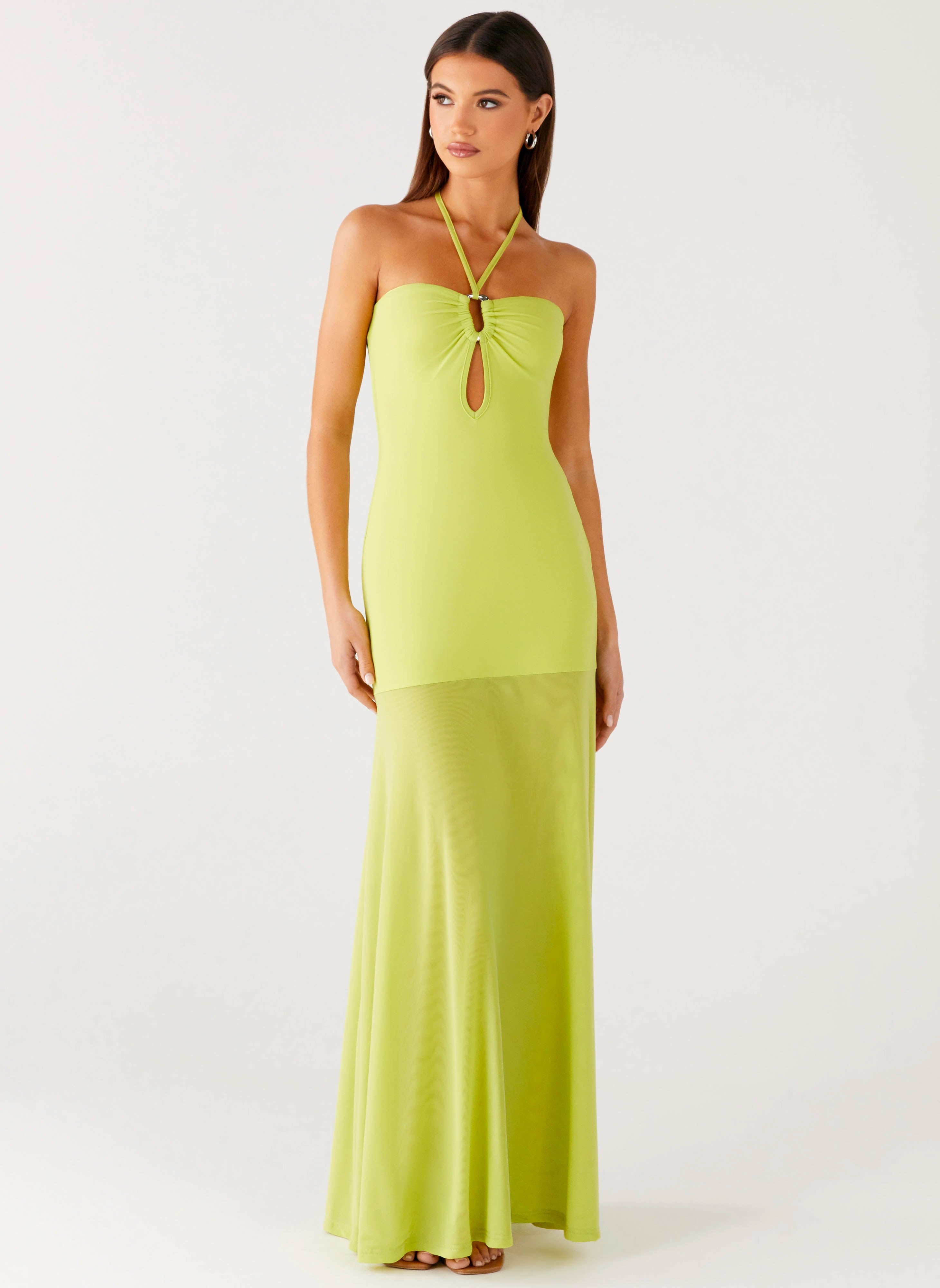 Straight-Cut Contemporary Vibe Claria Maxi Dress - Lime