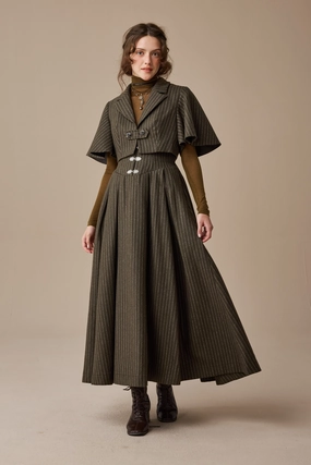 Bluesign Approved Material Clarise 22 |Retro Wool Skirt & Cape (2 pieces)