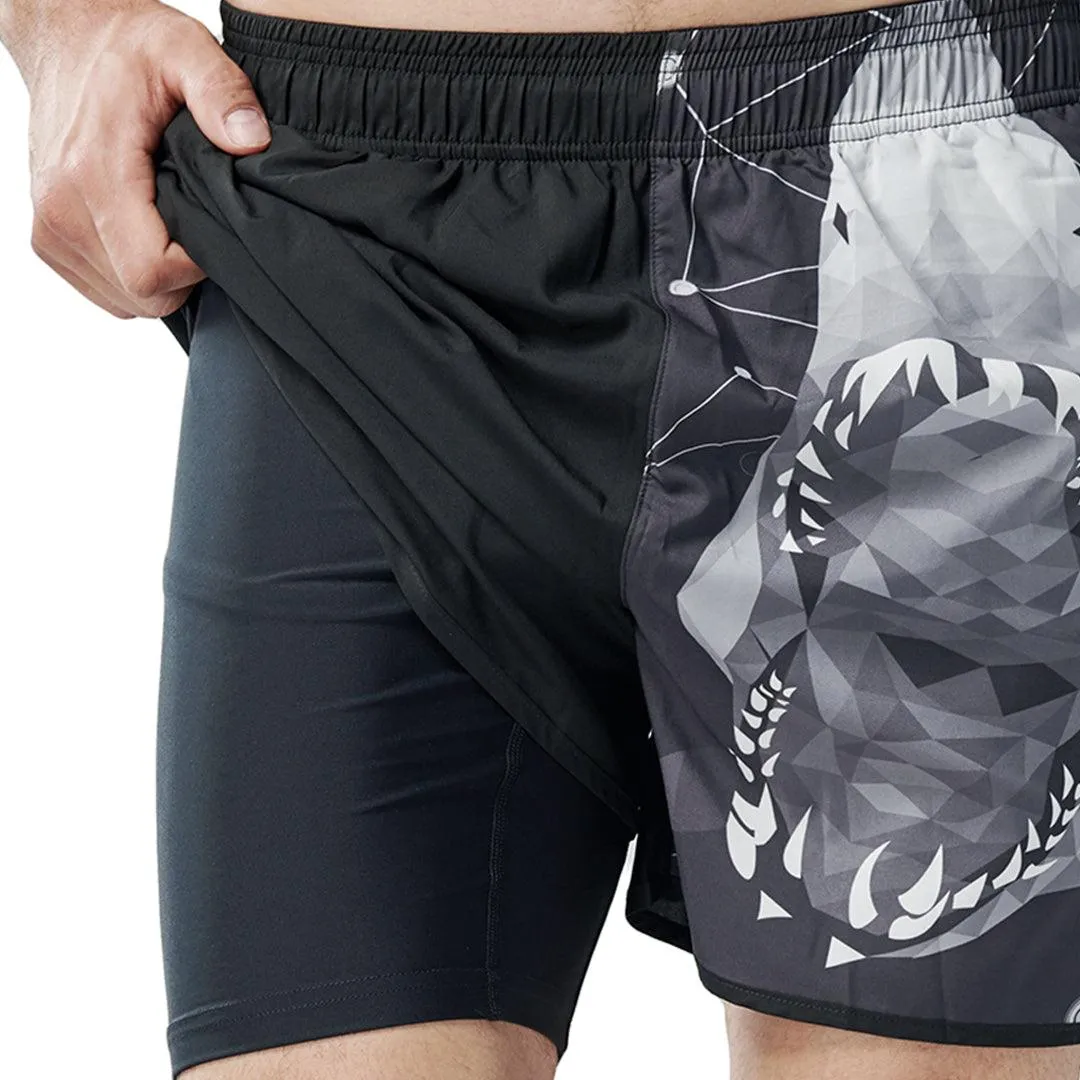 Classic UPF50  Mens 2 in 1 Compression Shorts - Shark Style