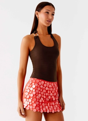 Nera Halter Top - Chocolate Convertible Sleeve Adaptation