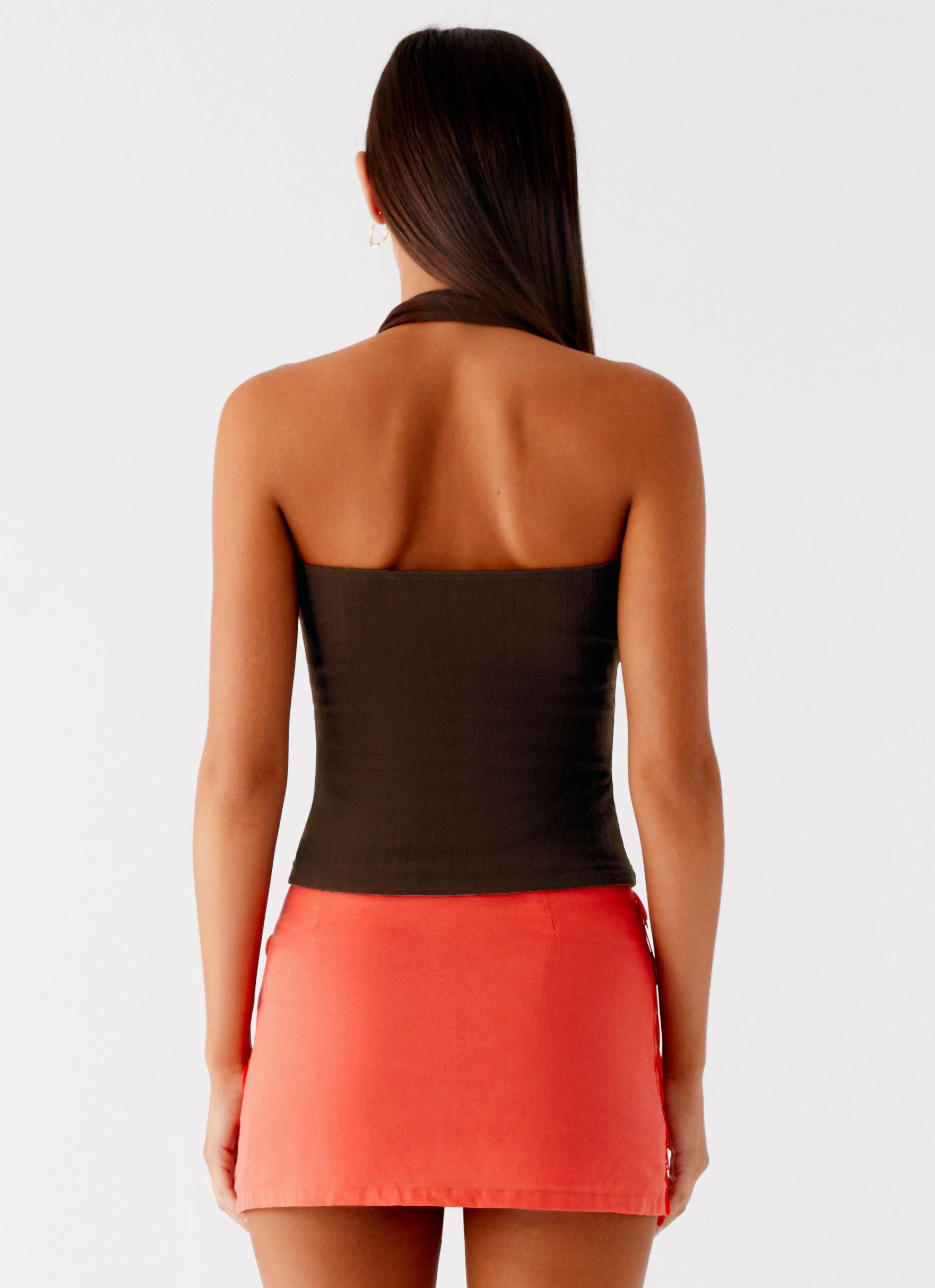 Tear Resistant HighDensityFoam Nera Halter Top - Chocolate