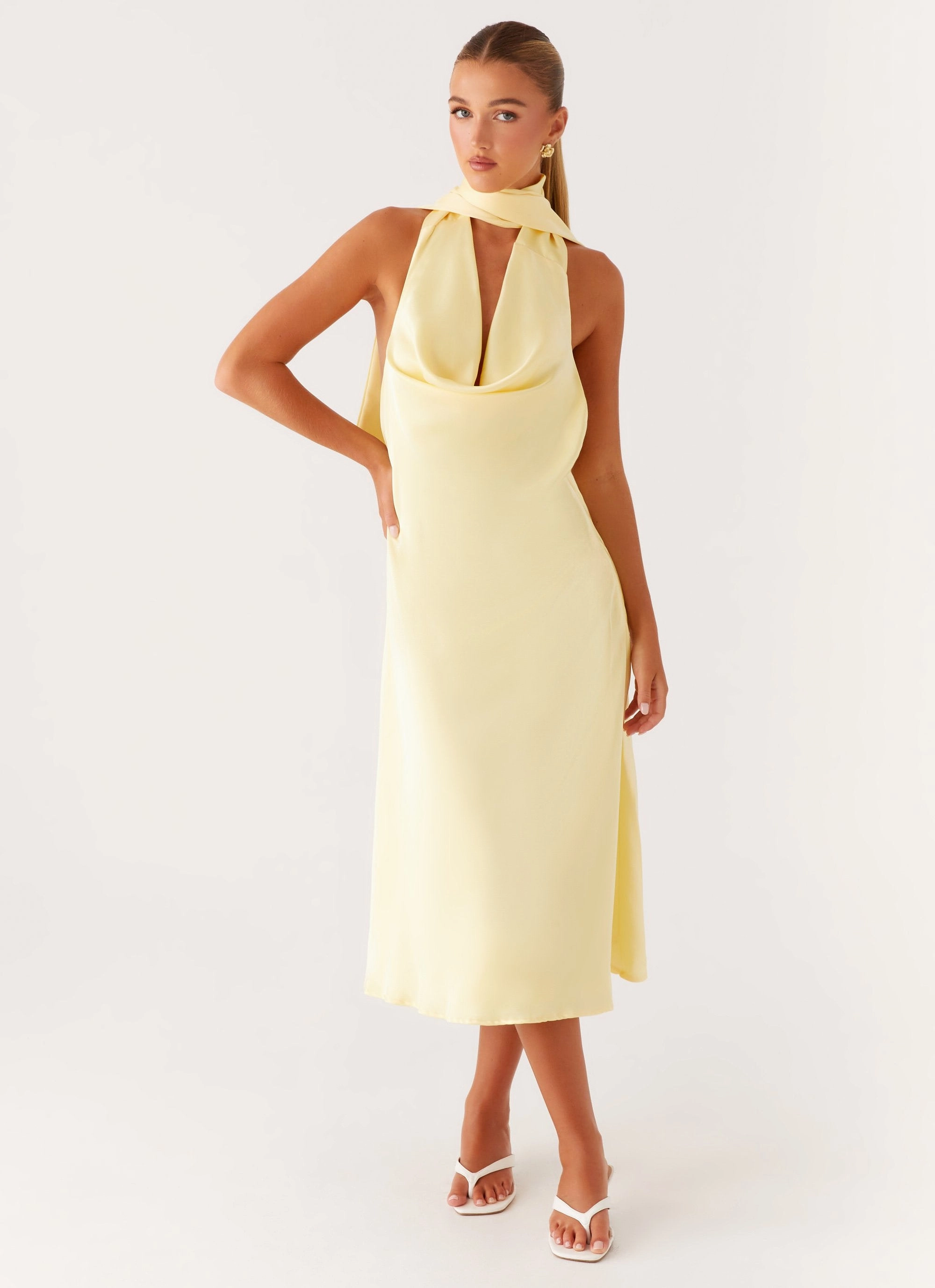 Sonny Midi Dress - Yellow Mesh-Sleeve