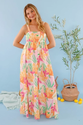 Summer Focus Maxi Dress Gemstone-Detail Clean Outline