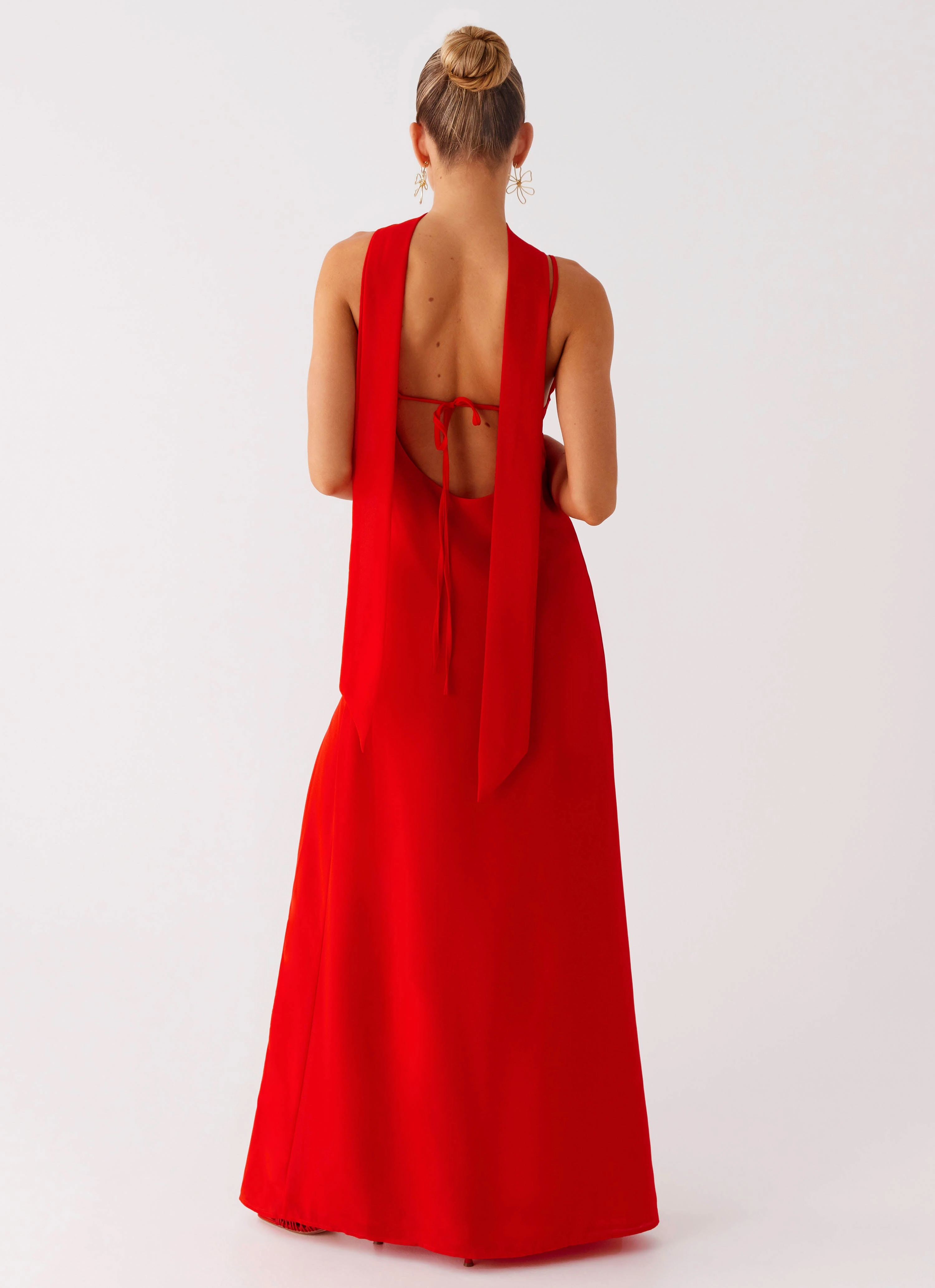 Yorke Scarf Maxi Dress - Raspberry Red Perfect Waistband