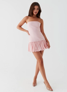 Cotton Candy Mini Dress - Pink Interchangeable-Detail Crinkle Effect