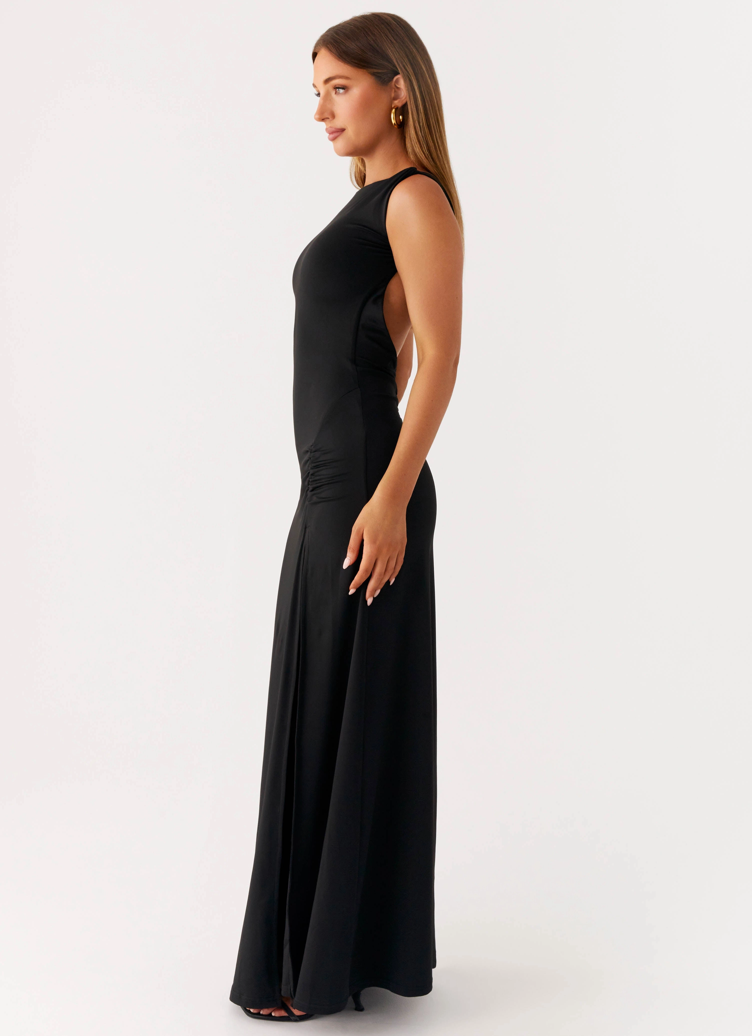 Phianne Maxi Dress - Black Cool Drape Comfortable Silhouette