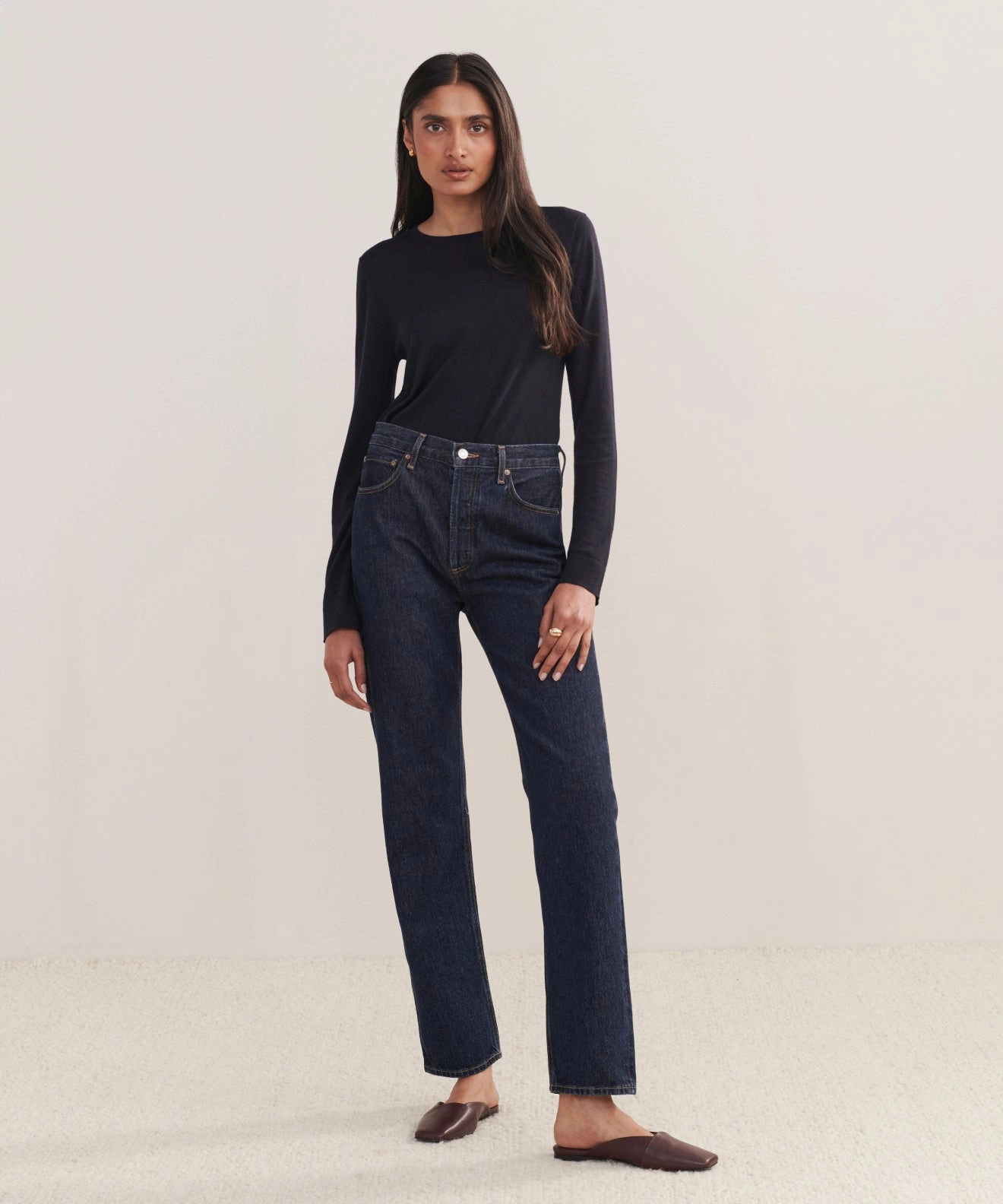 Stretch waistband 90's Pinch Waist Long Jean