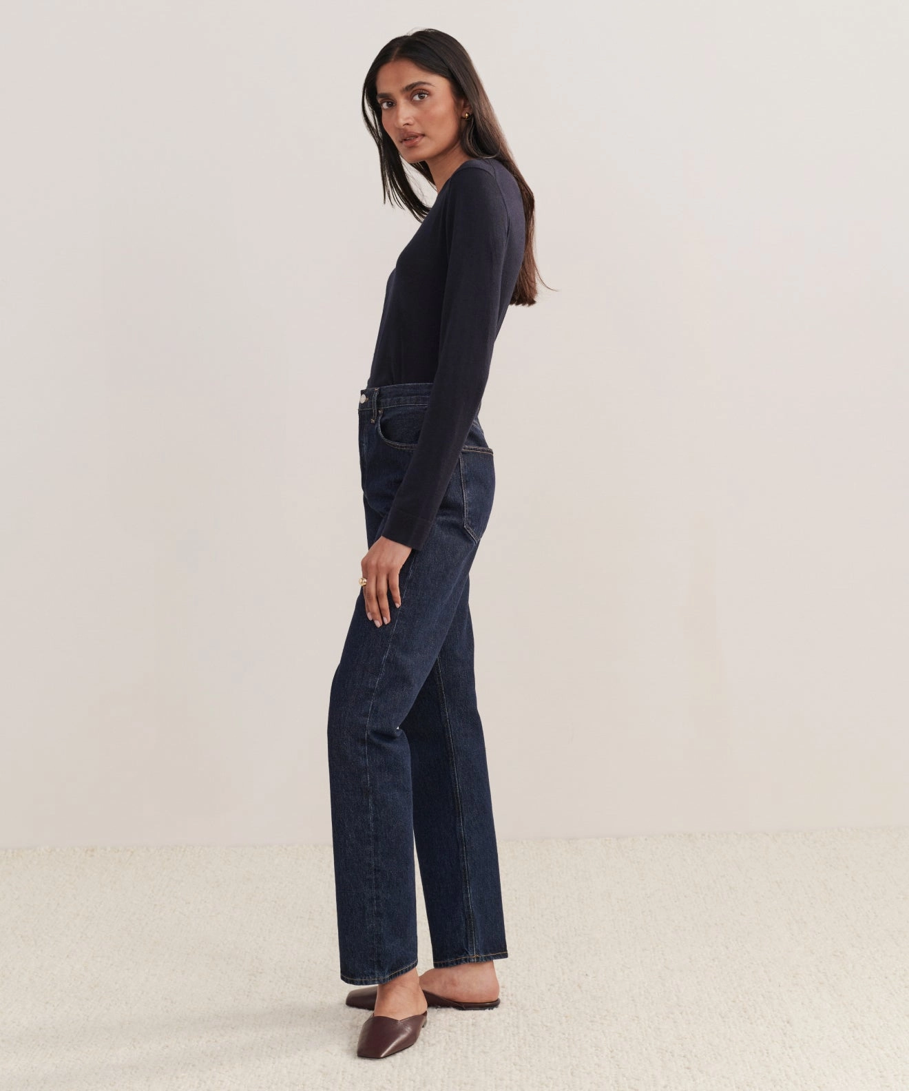 Loose Design 90's Pinch Waist Long Jean