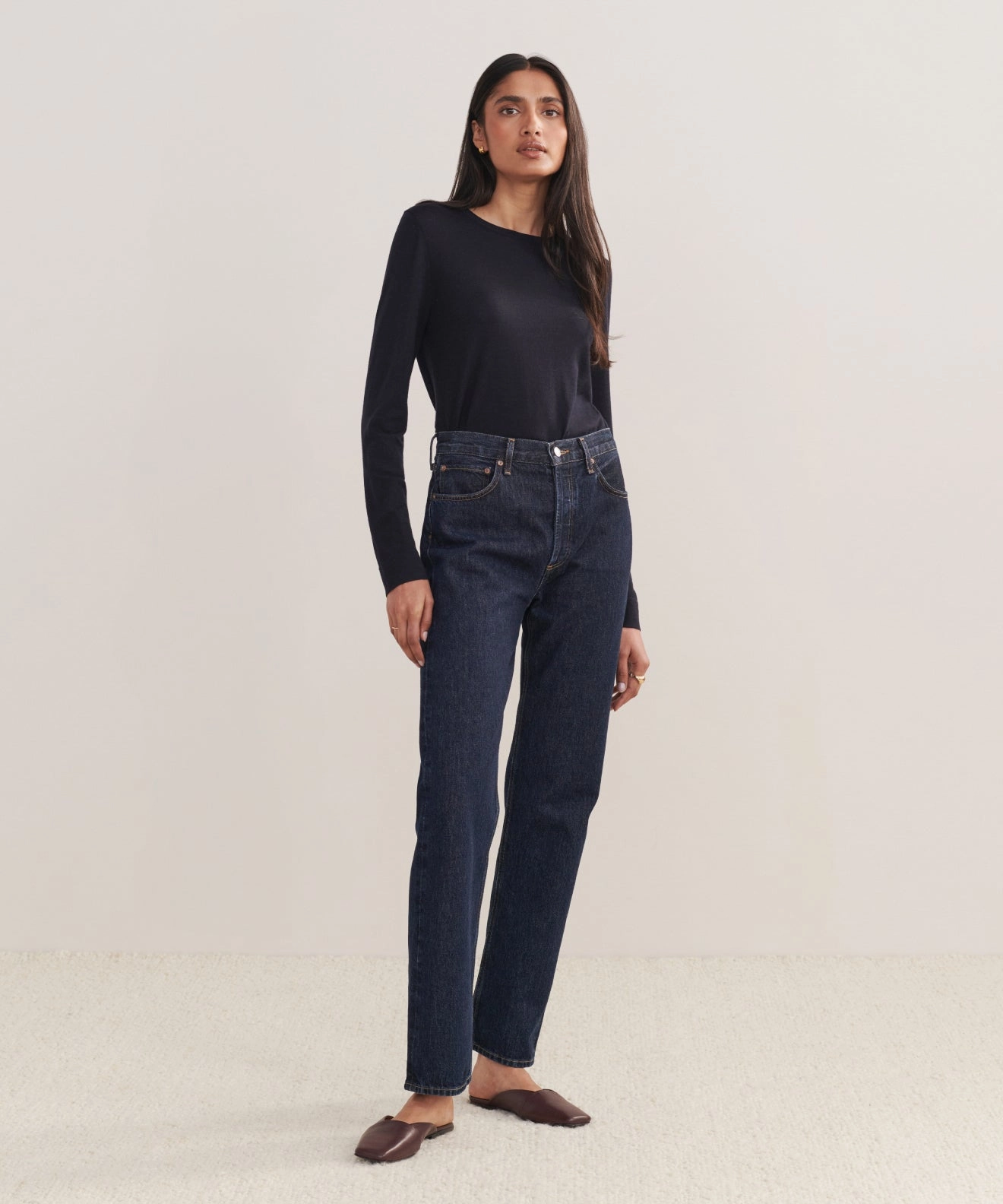 90's Pinch Waist Long Jean Outdoor Activity Comfy Material