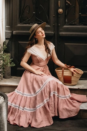 Cherry Tree 25 | Lace Linen flared dress Comfort Layer