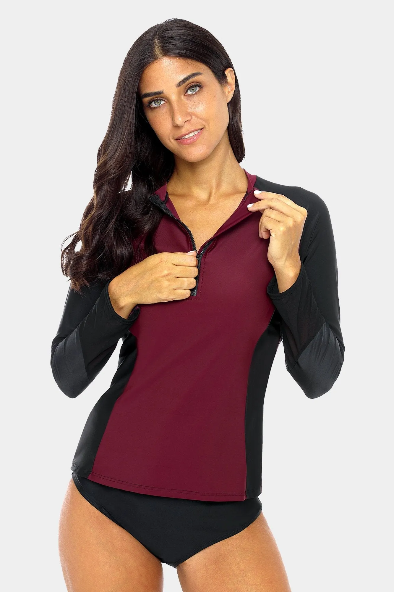Clearance | Women's Basic Half-zip UPF 50  Long Sleeve Rash guard