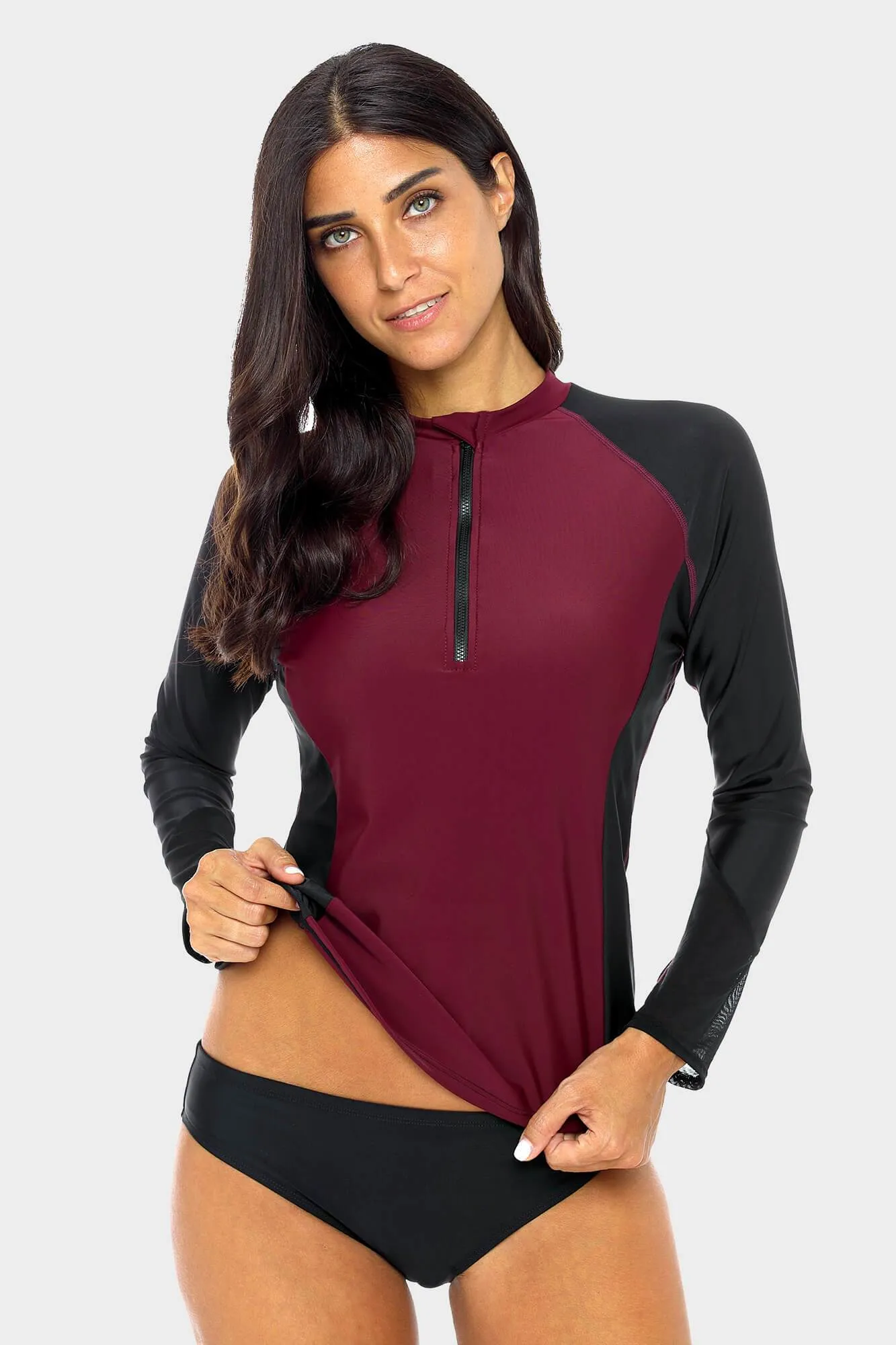 Clearance | Women's Basic Half-zip UPF 50  Long Sleeve Rash guard