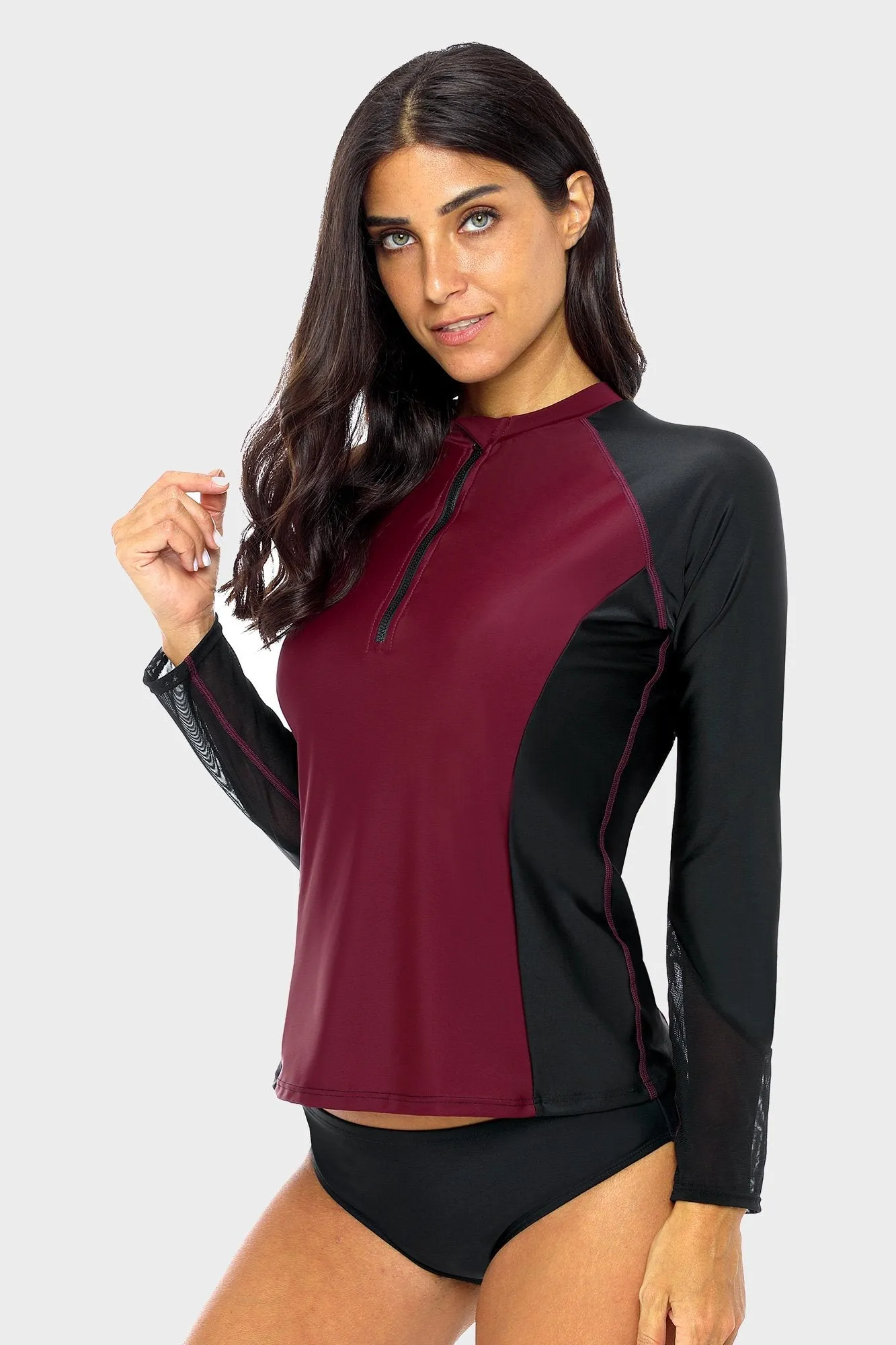 Clearance | Women's Basic Half-zip UPF 50  Long Sleeve Rash guard