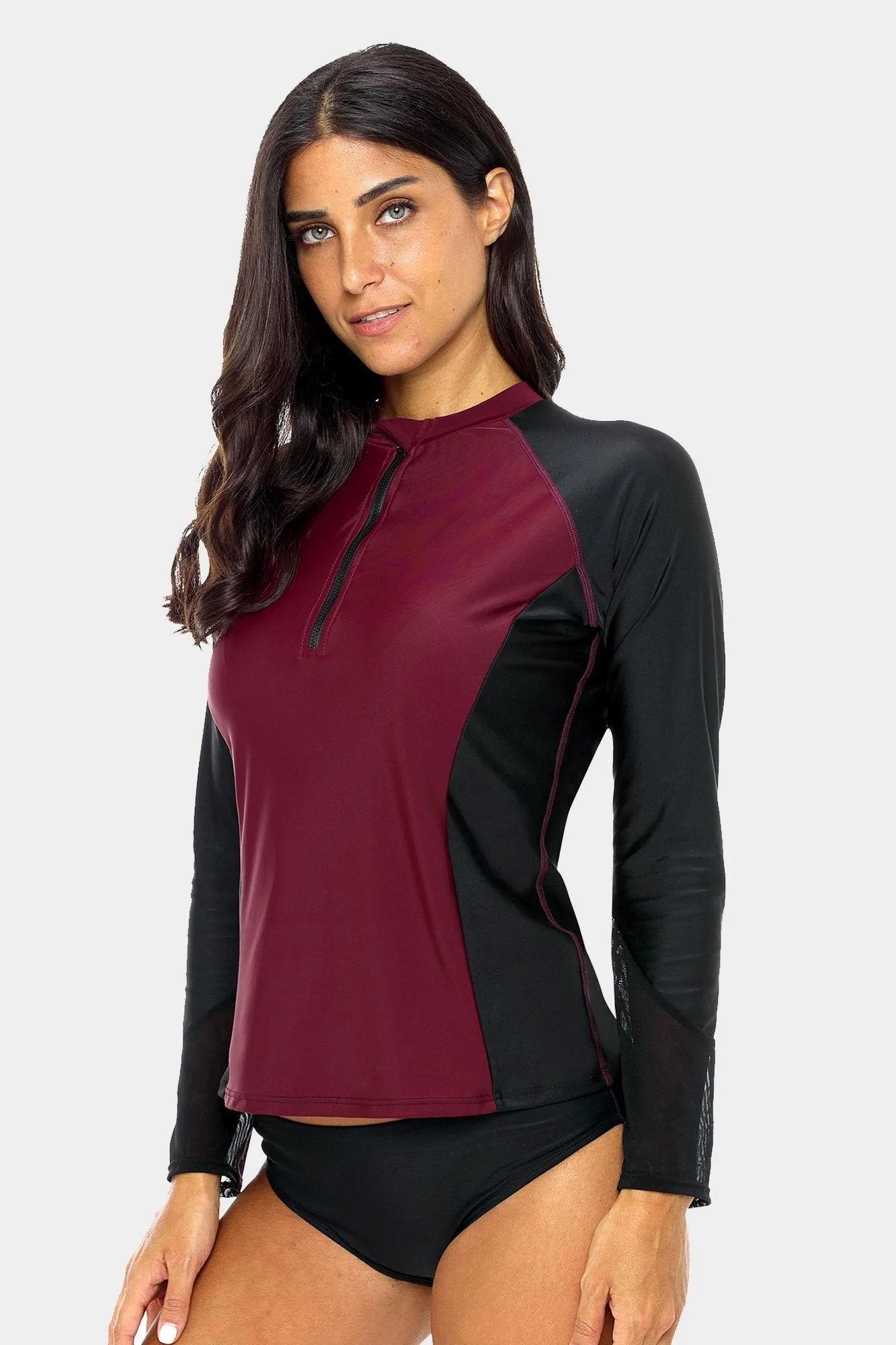 Clearance | Women's Basic Half-zip UPF 50  Long Sleeve Rash guard