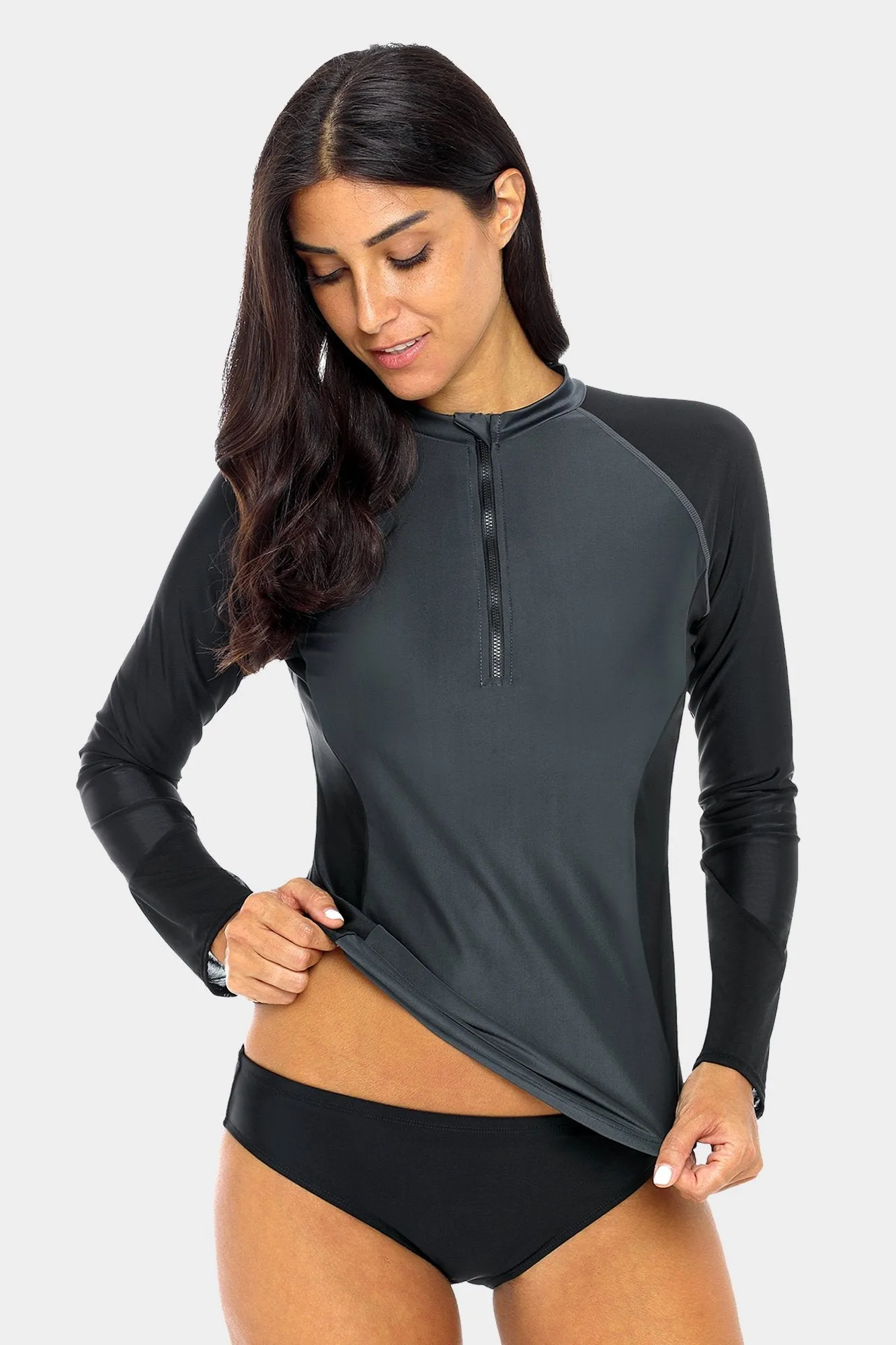 Clearance | Women's Sleek Quarter Zip Long Sleeve UPF 50  Rash Guard