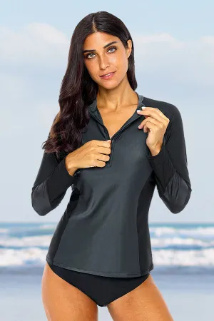 Clearance | Women's Sleek Quarter Zip Long Sleeve UPF 50  Rash Guard