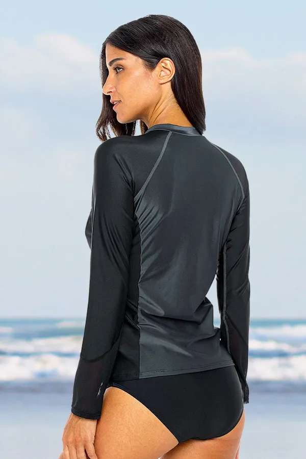 Clearance | Women's Sleek Quarter Zip Long Sleeve UPF 50  Rash Guard