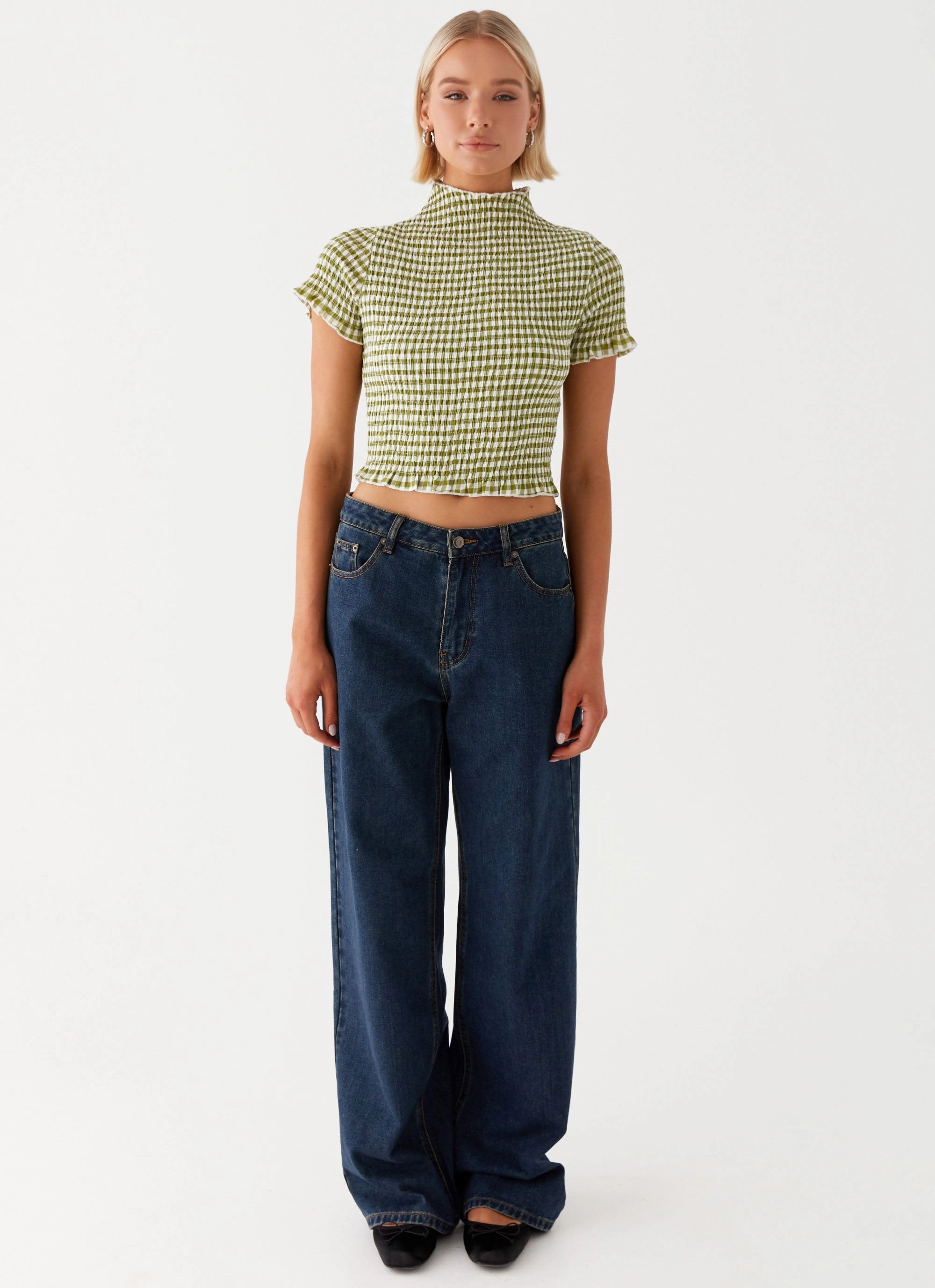 WrinkleResistantTextile Self Cleaning Coating Cleo Tee - Khaki Gingham