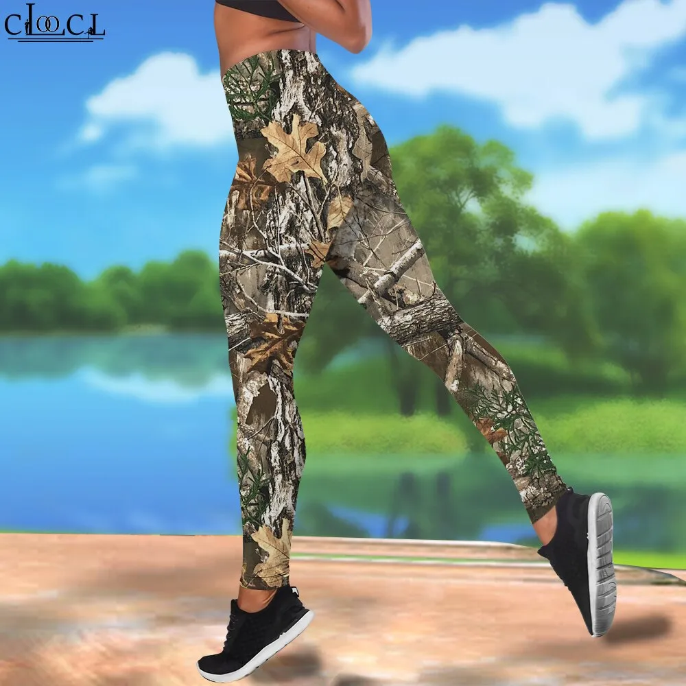 CLOOCL Women Leggings Camouflage Hunting Printed High Waist Elasticity