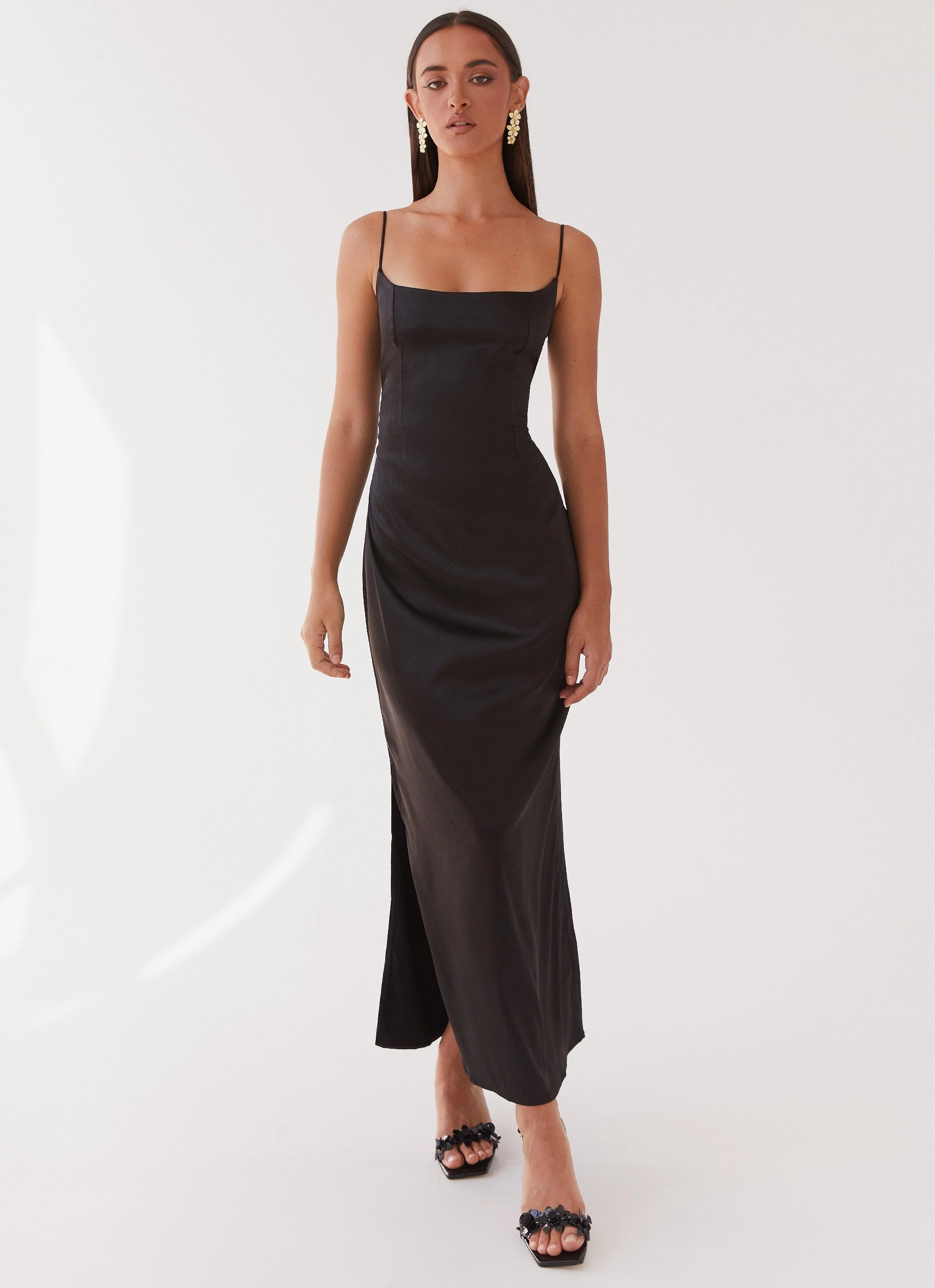 Nature Inspired Texture Blend Close To You Maxi Dress - Black
