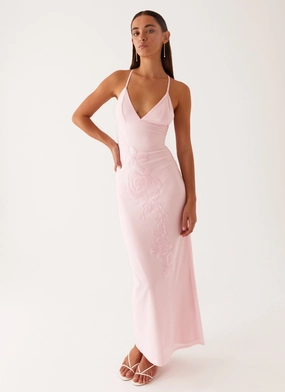 Beki Beaded Mesh Maxi Dress - Pink Summer Outfit