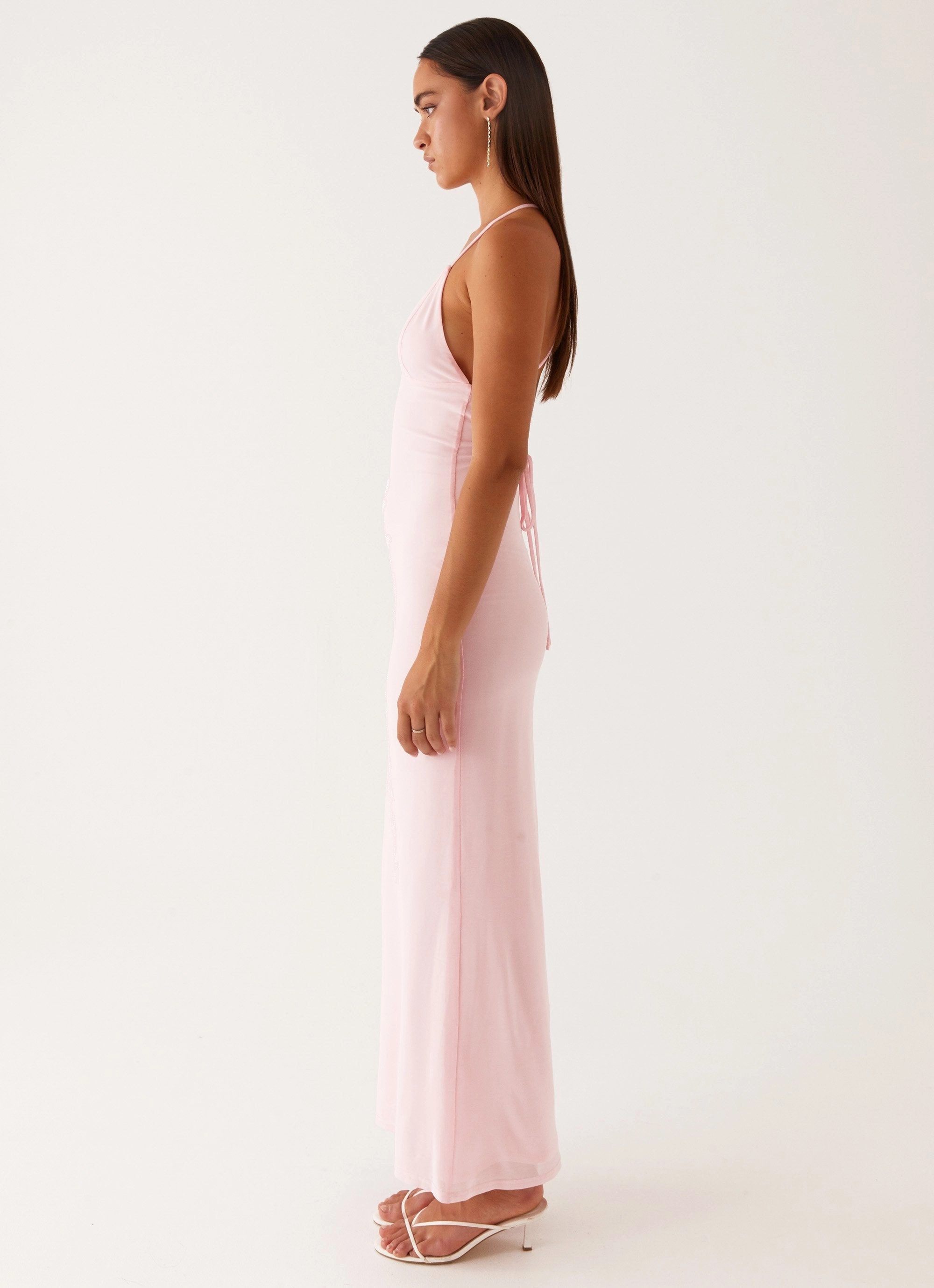 Beki Beaded Mesh Maxi Dress - Pink Fresh Color