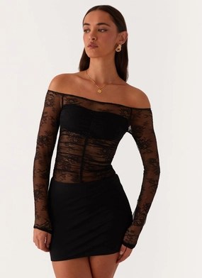 Evening Event Essential Layer Collide Lace Mini Dress - Black