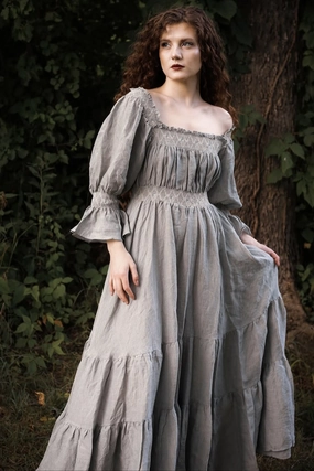 Cloud 21 | smocking embroidery linen dress Flat Seams AllDayCompression