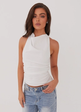 Cloud Whisper Linen Top - White ZonalVentilation WeightedHem