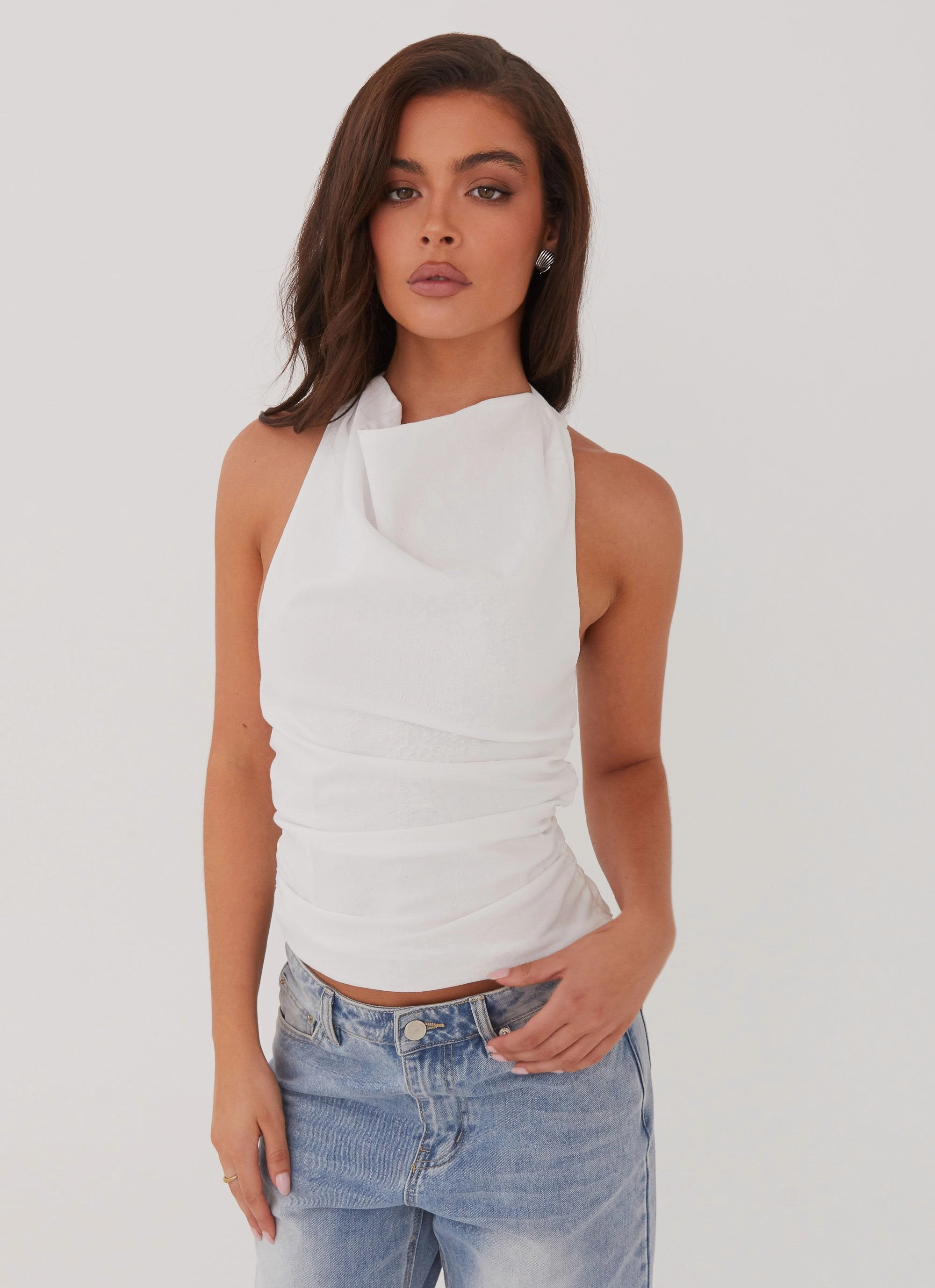 Cloud Whisper Linen Top - White ZonalVentilation WeightedHem