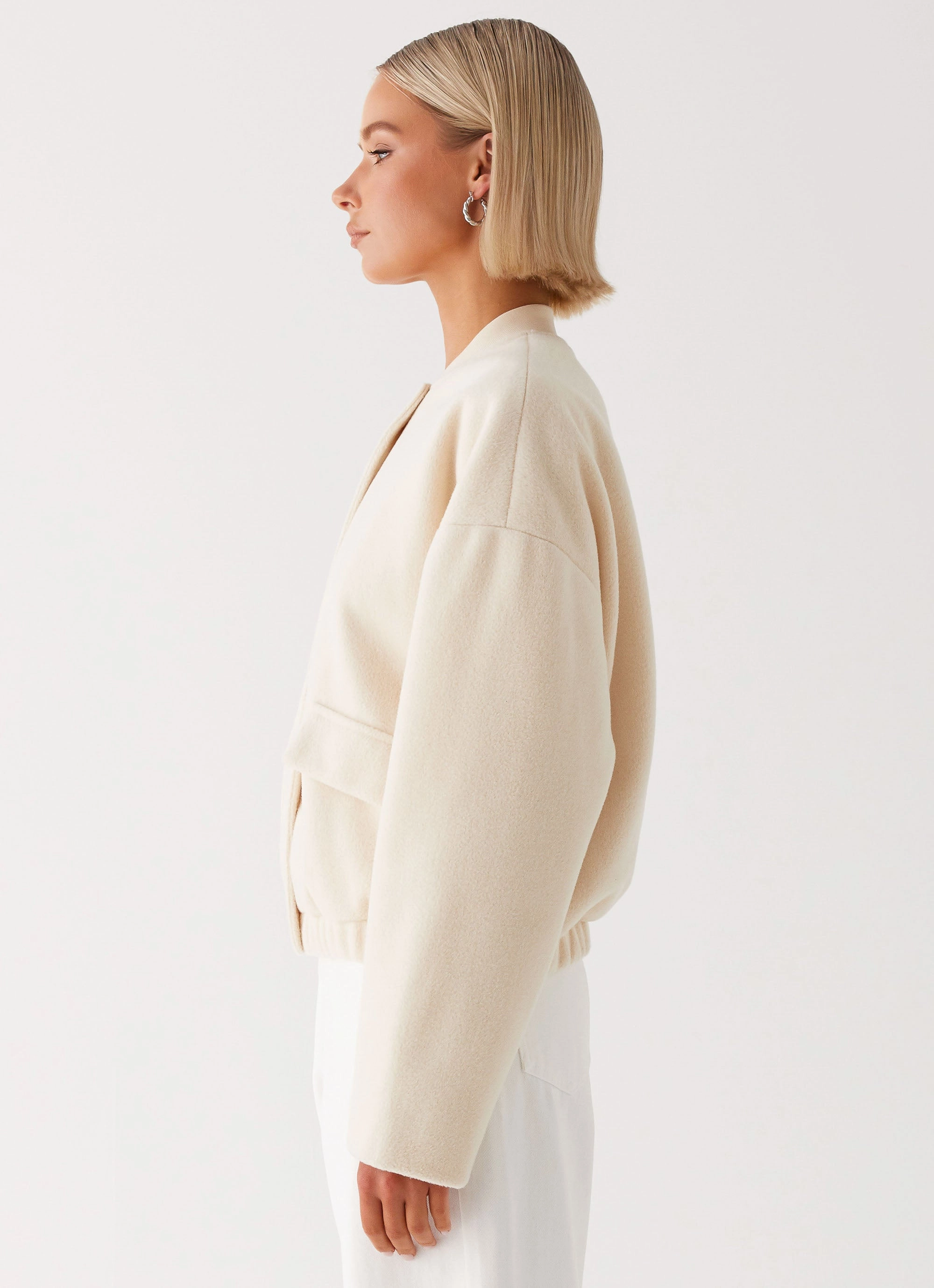 All Purpose Outerwear Cloudia Bomber Jacket - Ivory