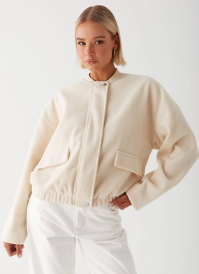Multi Use Piece Cloudia Bomber Jacket - Ivory