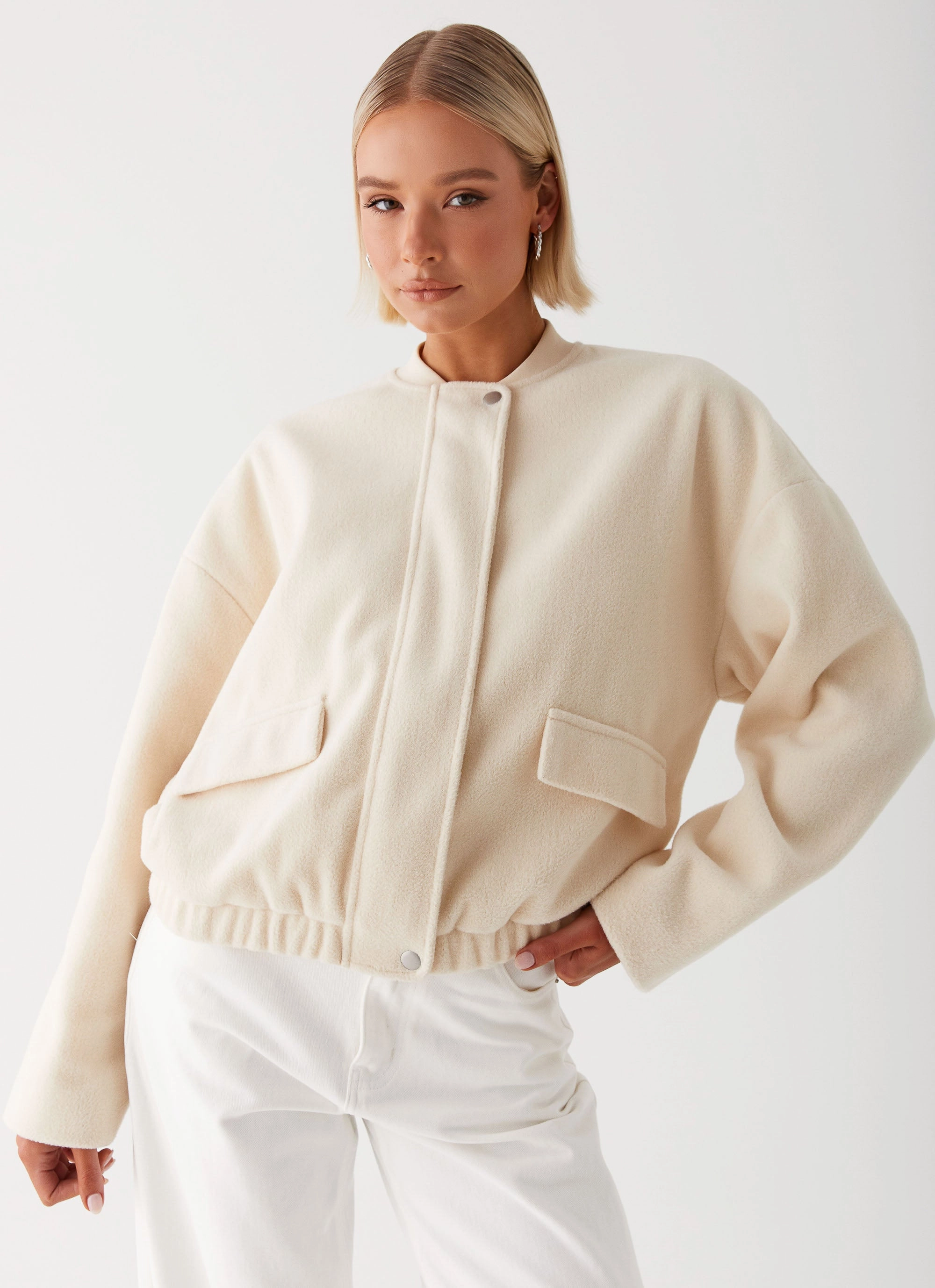 Multi Use Piece Cloudia Bomber Jacket - Ivory