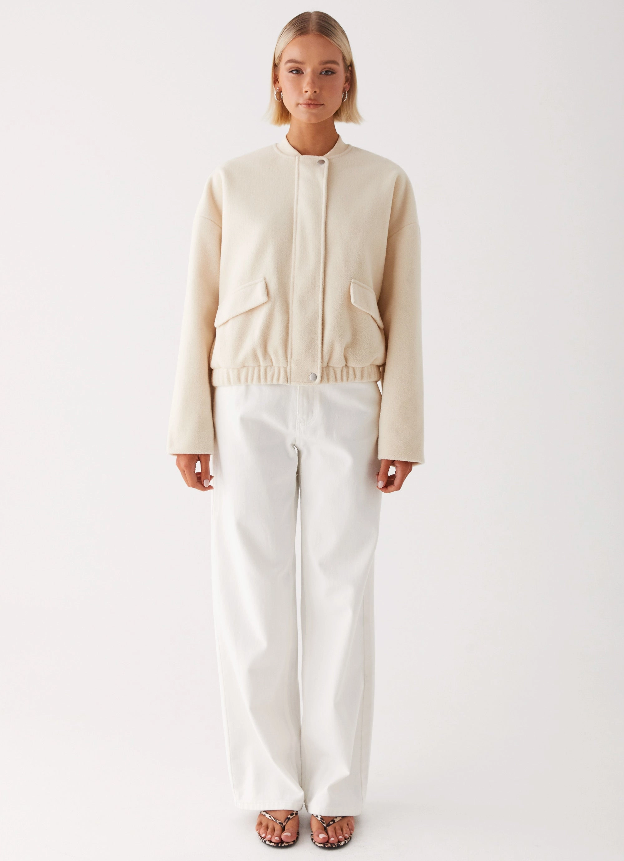 PocketPlacement Cloudia Bomber Jacket - Ivory