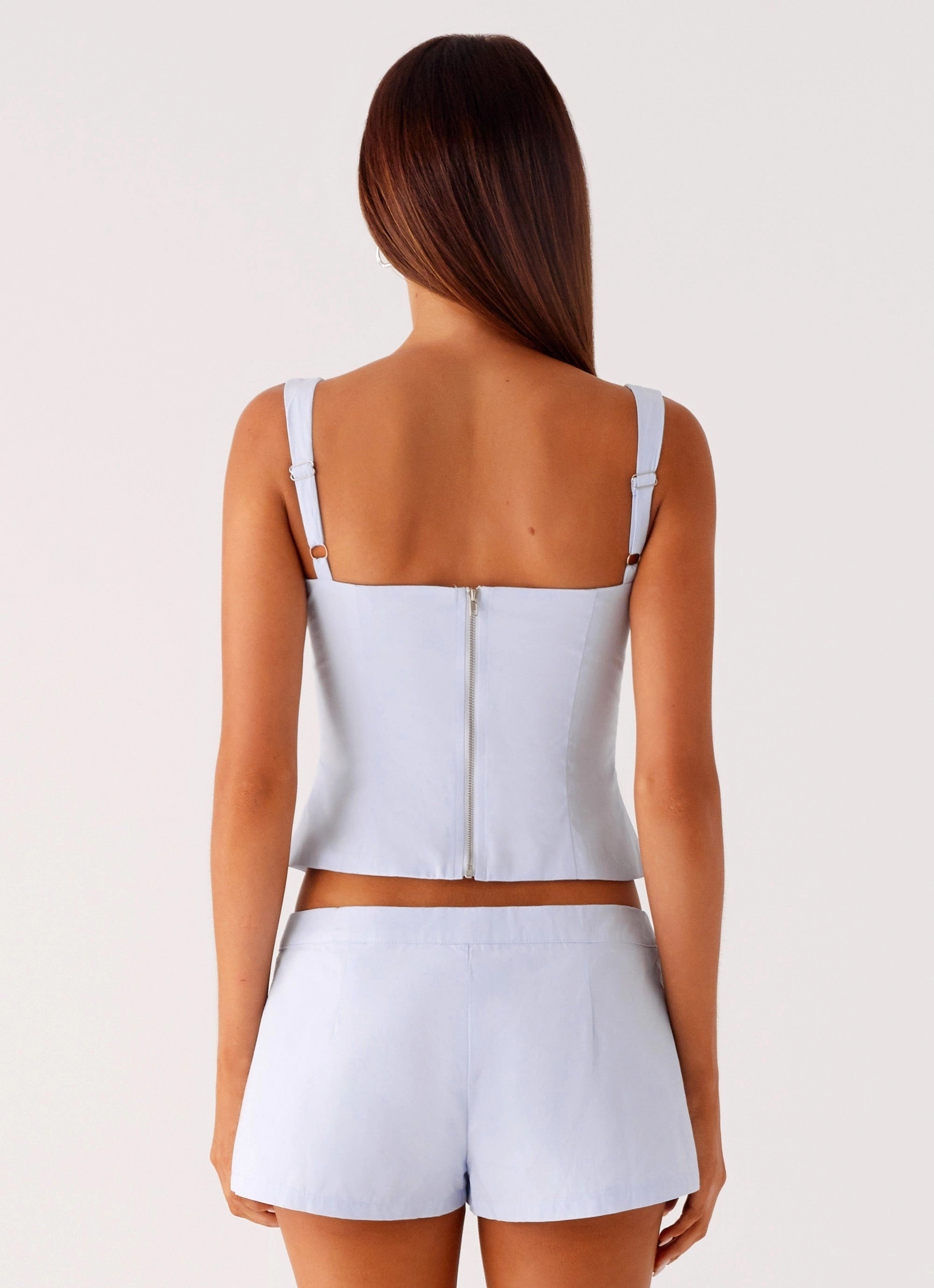 Sustainable Material Blend Coastline Bustier Top - Blue