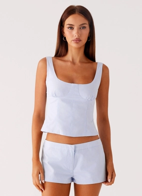 Wear Resistant Fabric WeightedHem Coastline Bustier Top - Blue
