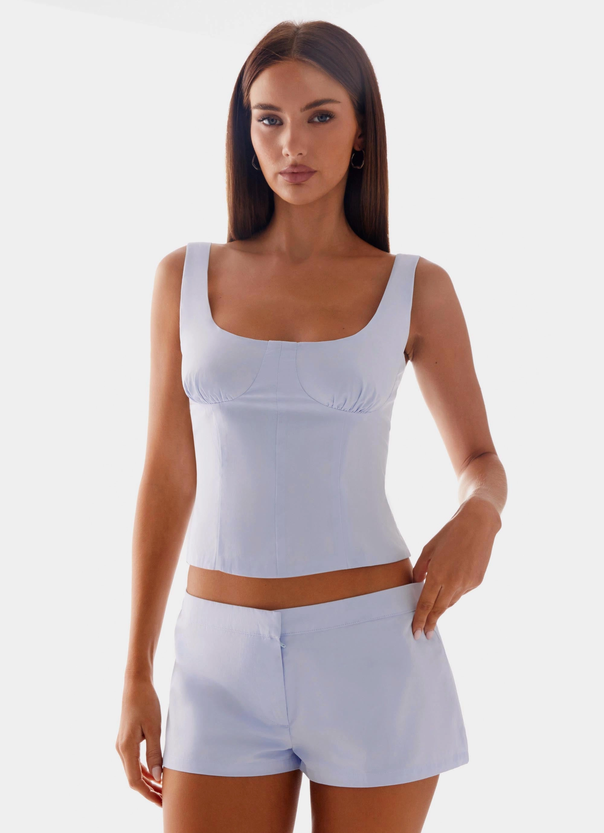 Coastline Bustier Top - Blue Warm Hoodie SeamFreeShoulder