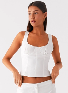 Coastline Bustier Top - White Ventilated Back Panel