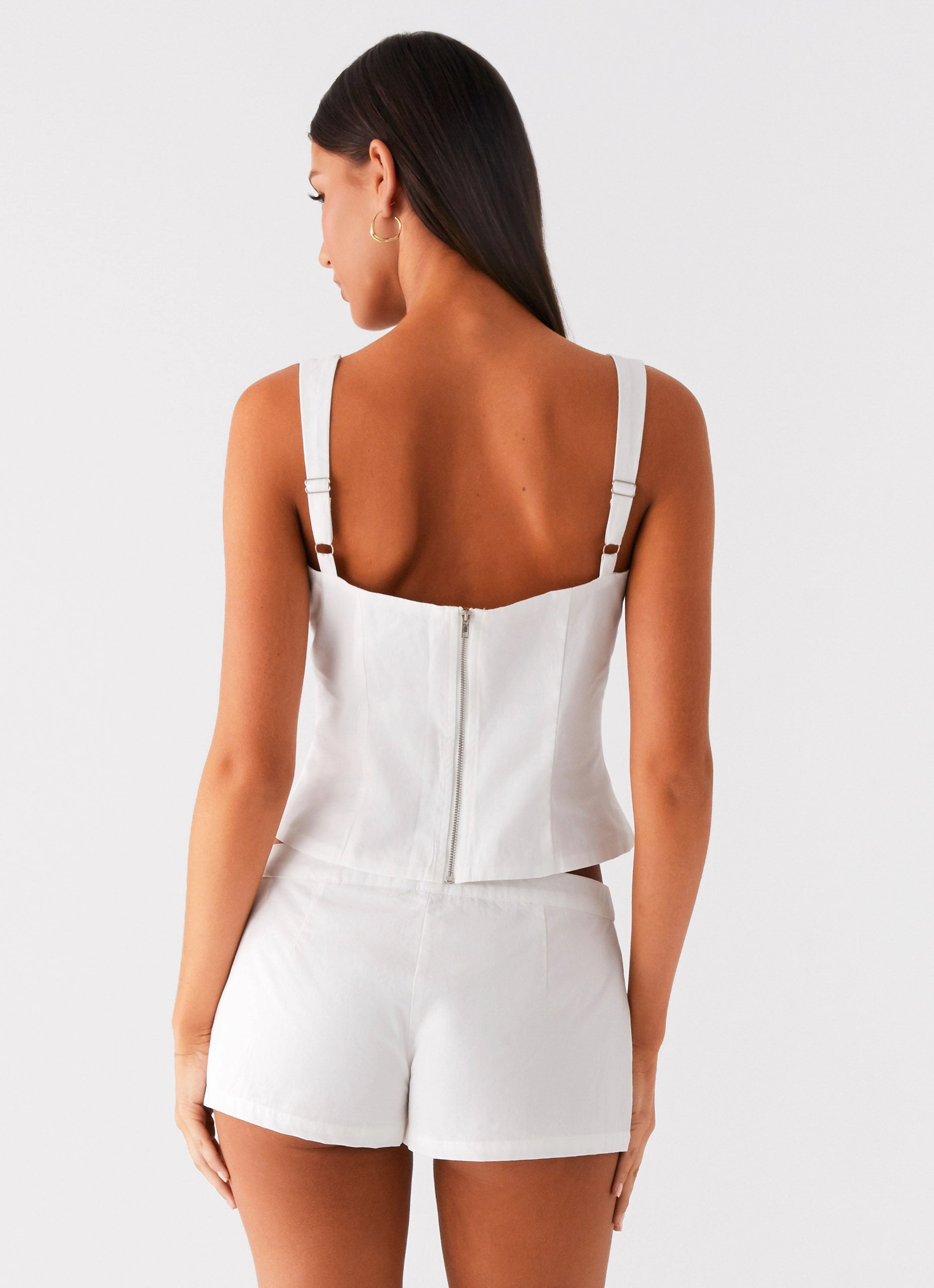 ReflectiveTrim Quick Dry Material Coastline Bustier Top - White