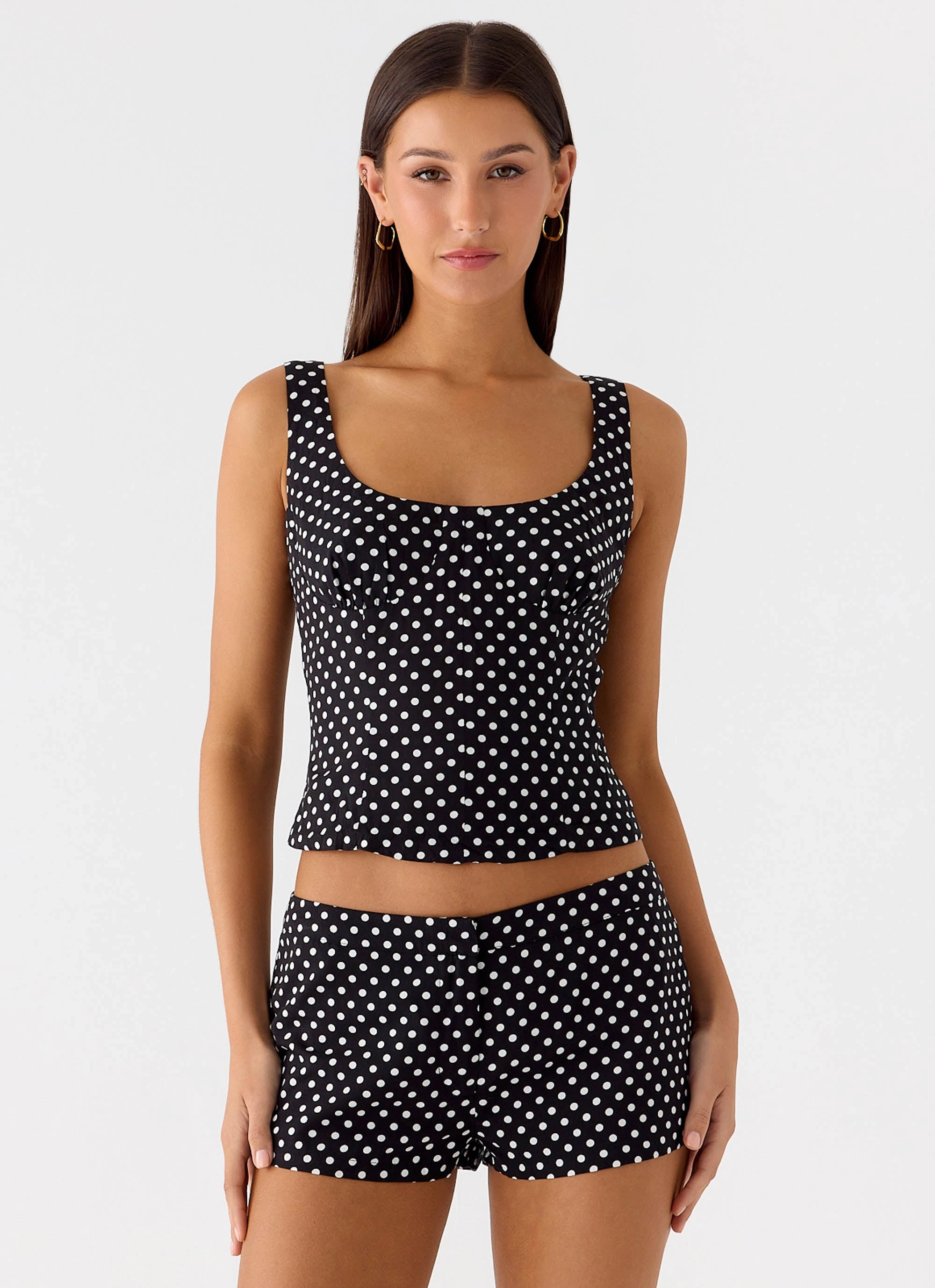 Windproof Design All-day Flex Coastline Mini Shorts - Black Polkadot